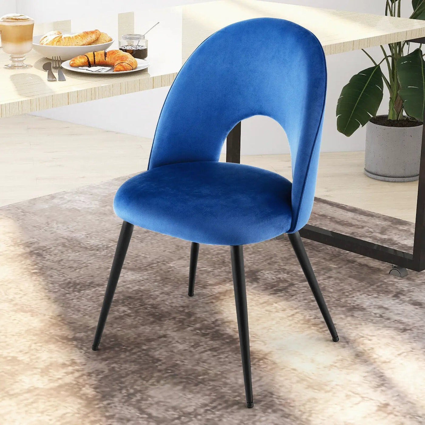 Dining Chair Set of 2 with Metal Base and Adjustable Pads by DirectDeals