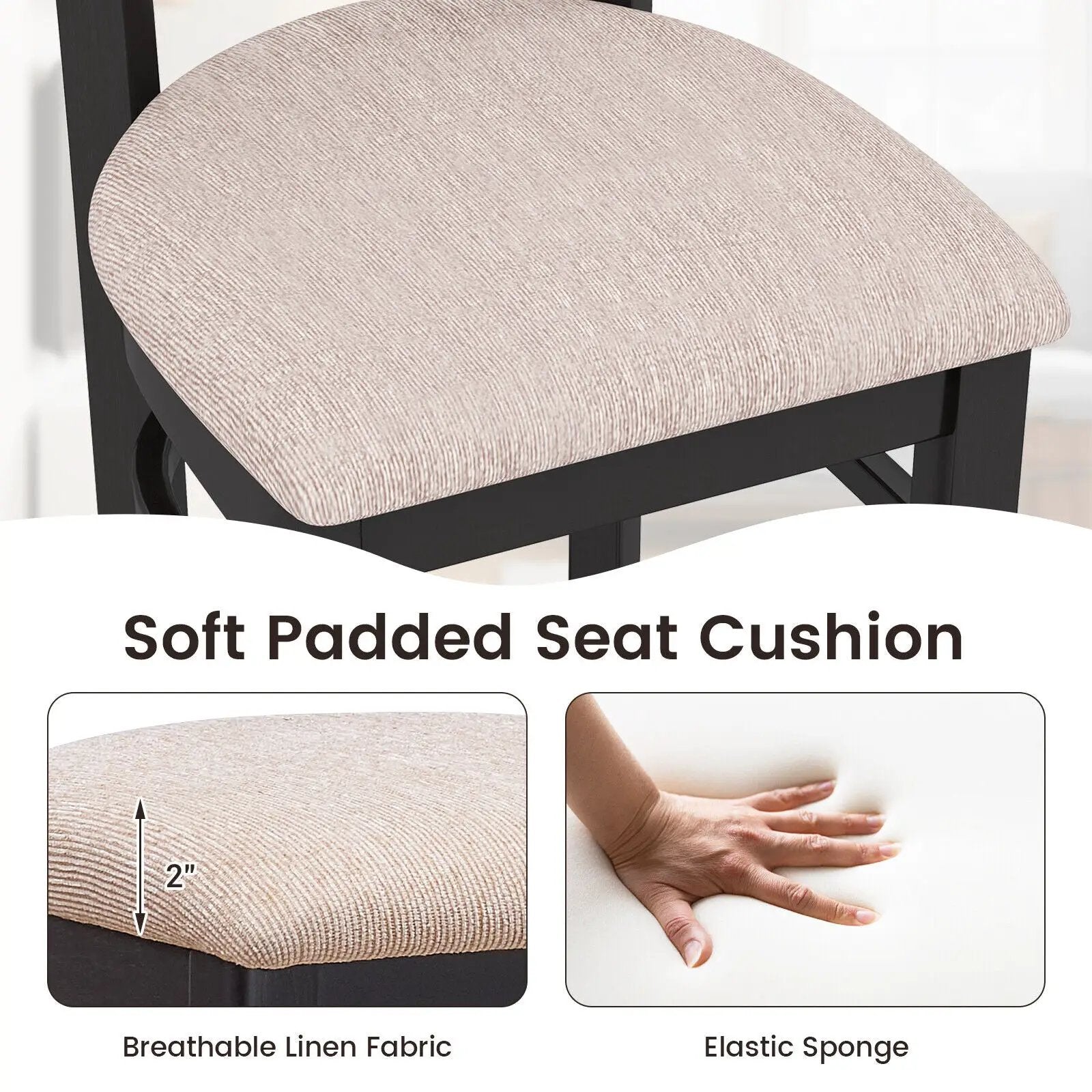 Bar Chairs with Ergonomic Backrest and Comfy Footrest and Soft Padded Seat by DirectDeals