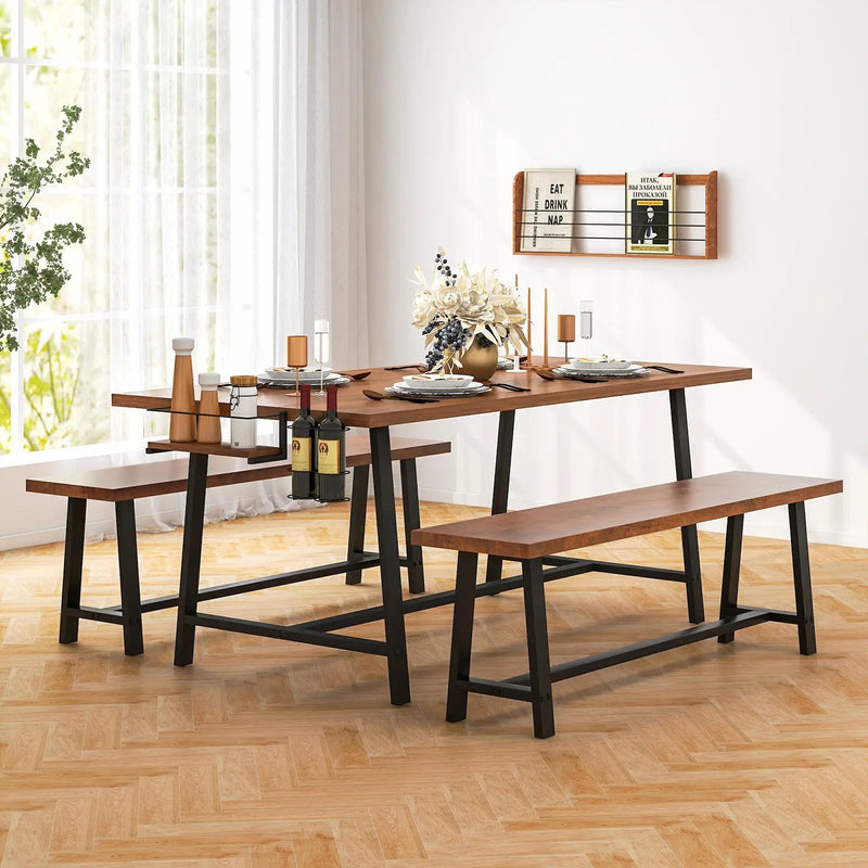 Dining Table Set for 5-7 with 2-Bottle Wine Rack and Condiment Holder by DirectDeals