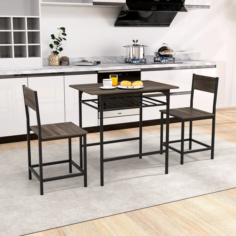 Dining Table Set with Metal Frame and Storage Rack by DirectDeals