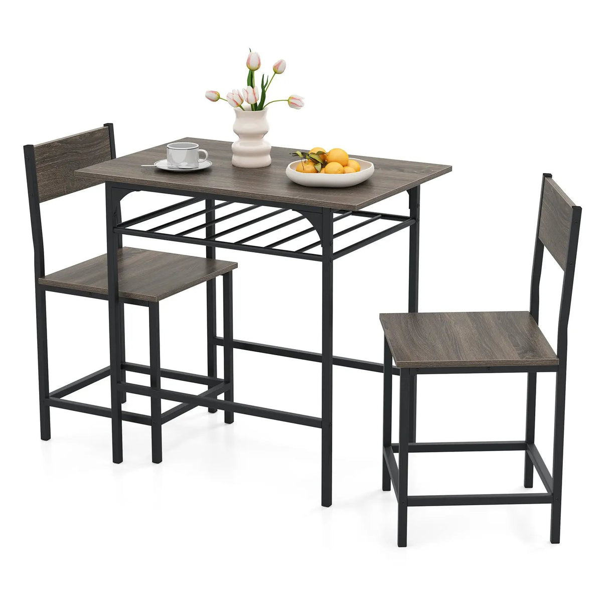 Dining Table Set with Metal Frame and Storage Rack by DirectDeals