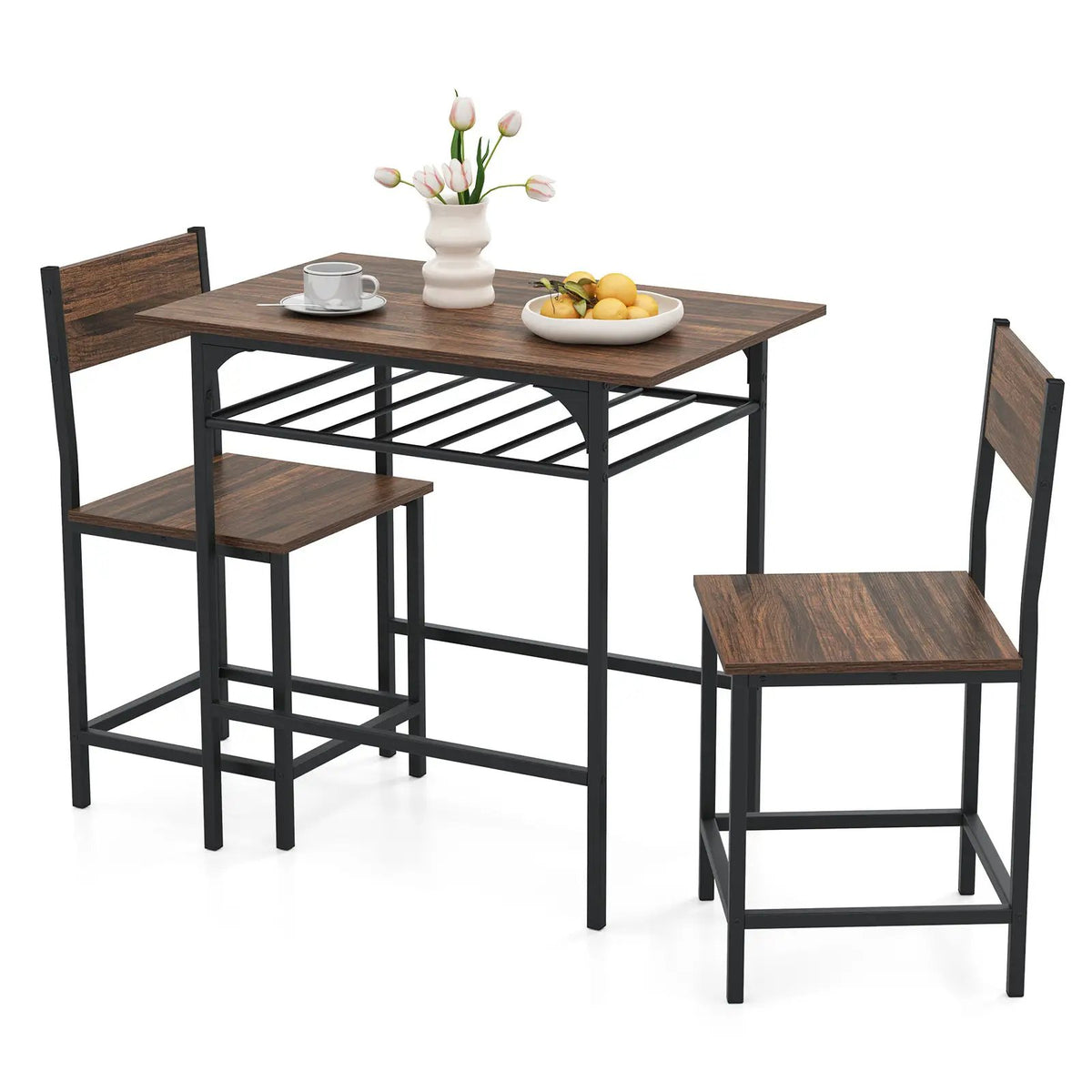 Dining Table Set with Metal Frame and Storage Rack by DirectDeals