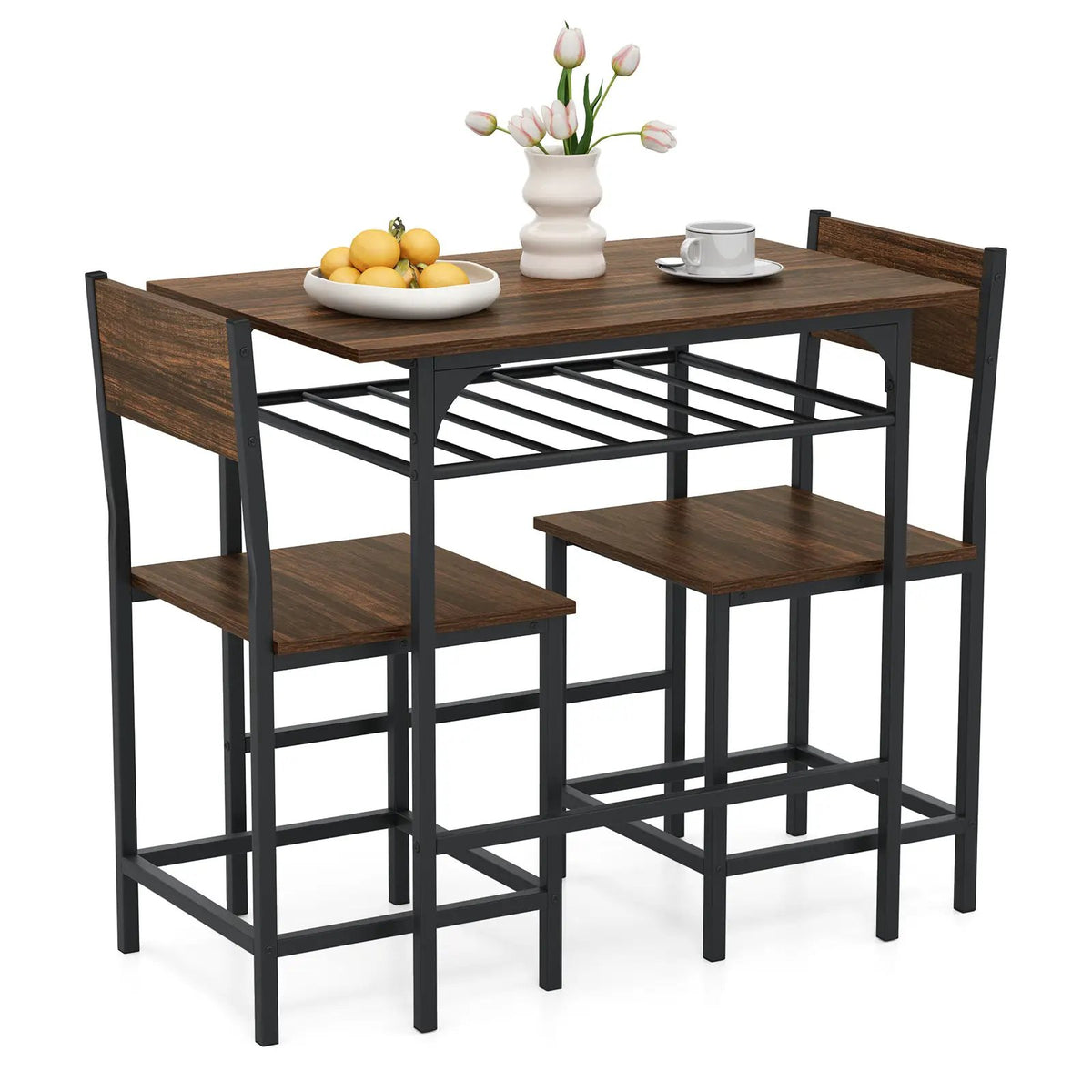 Dining Table Set with Metal Frame and Storage Rack by DirectDeals