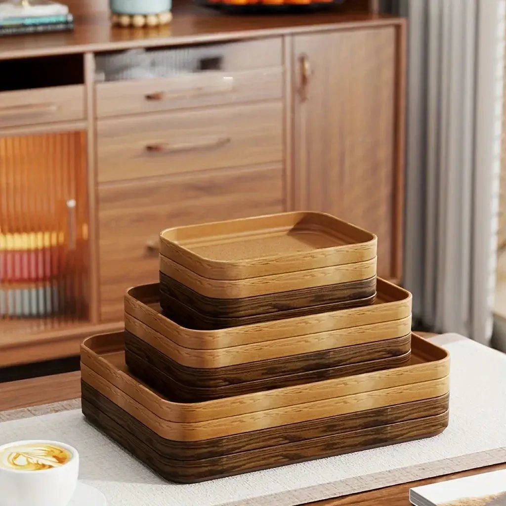Dinner Plates - Thick Wooden Grain White Set by House Of Avana