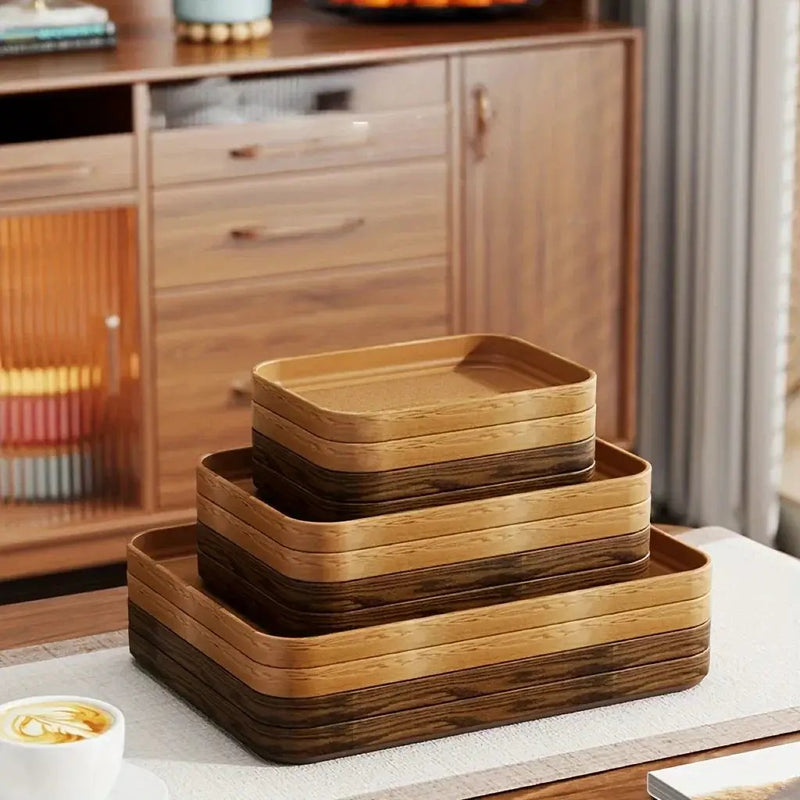 Dinner Plates - Thick Wooden Grain White Set by House Of Avana