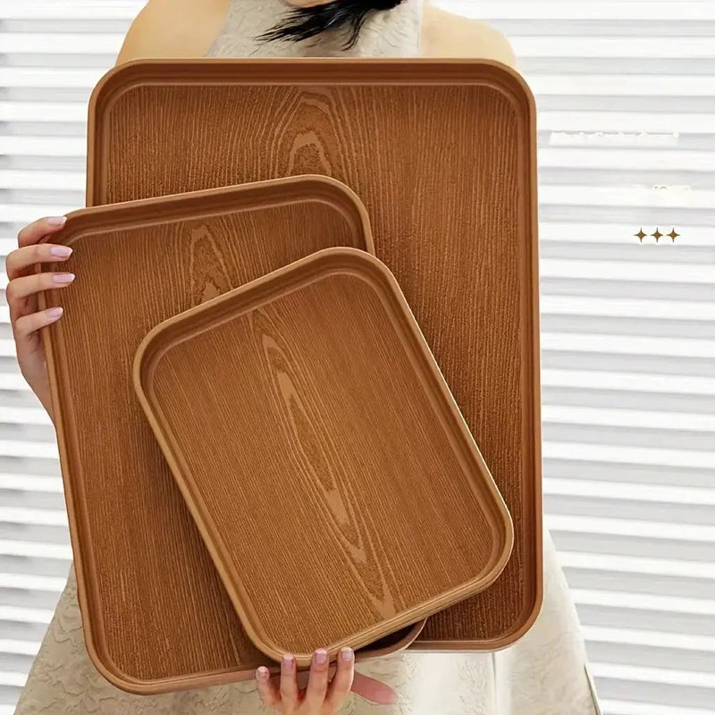 Dinner Plates - Thick Wooden Grain White Set by House Of Avana