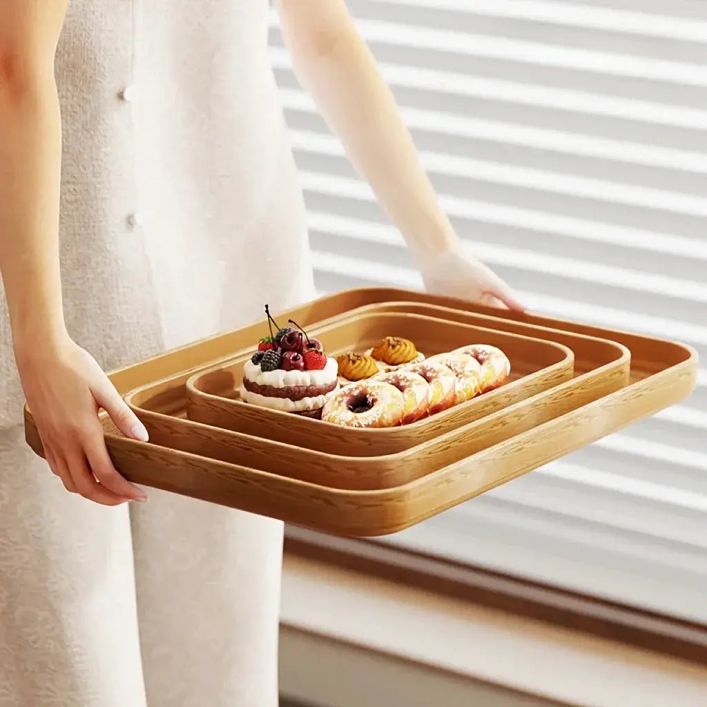 Dinner Plates - Thick Wooden Grain White Set by House Of Avana