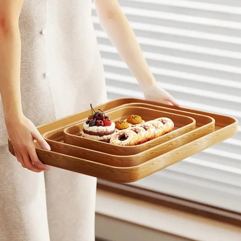 Dinner Plates - Thick Wooden Grain White Set by House Of Avana