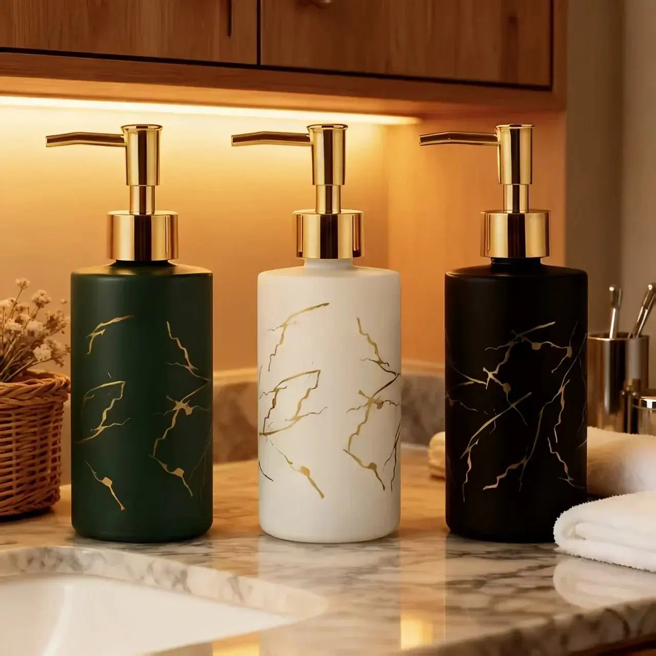 Dispenser - Glass Golden Marble by House Of Avana