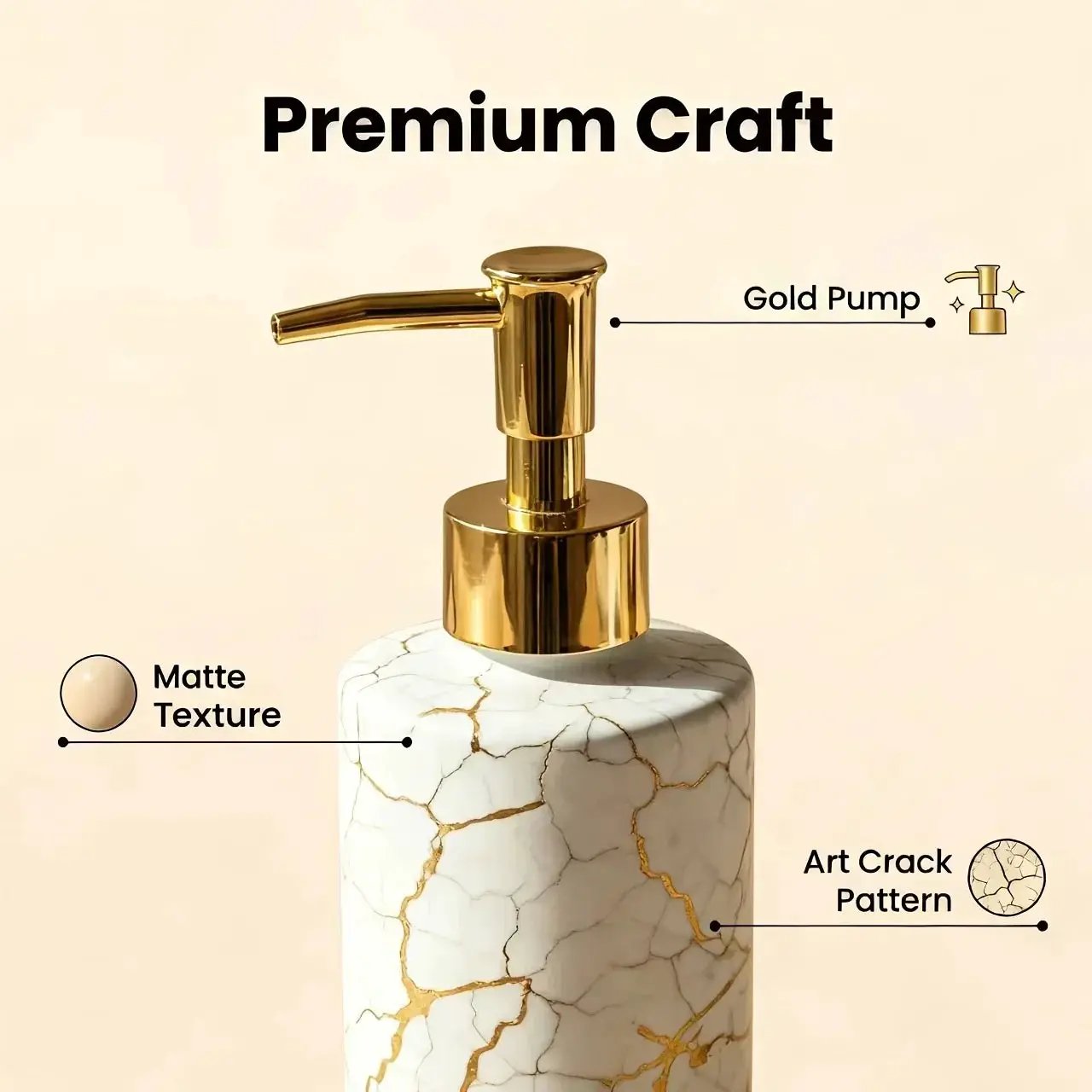 Dispenser - Glass Golden Marble by House Of Avana