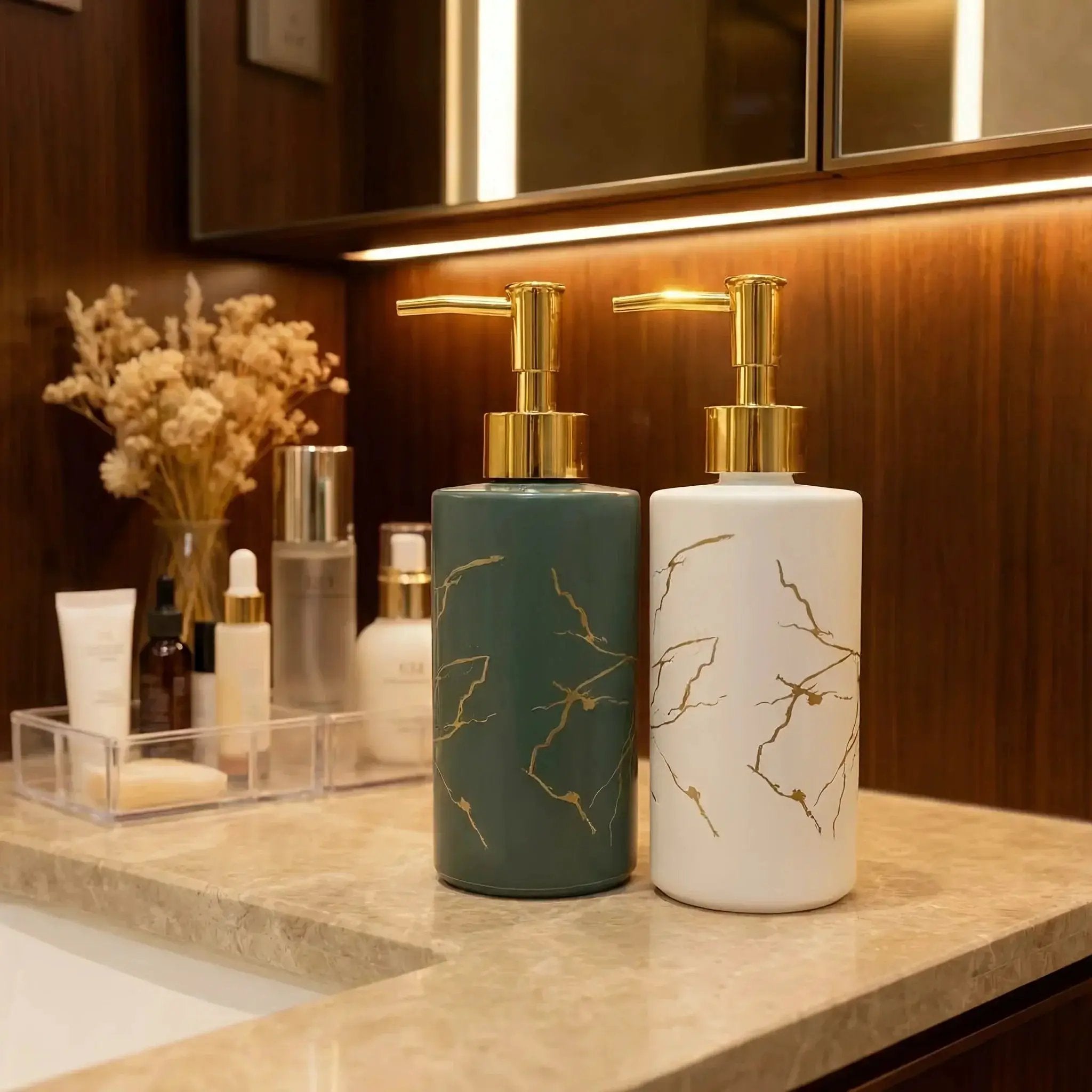 Dispenser - Glass Golden Marble by House Of Avana
