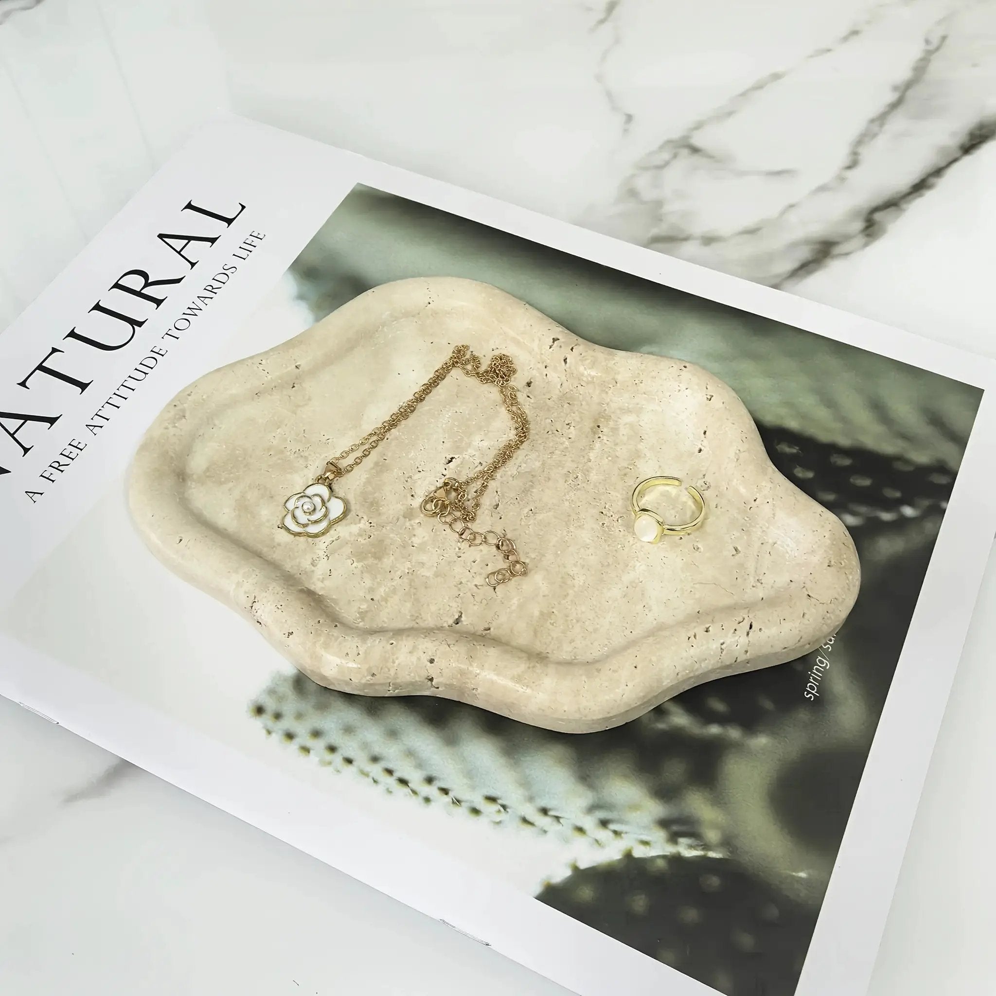 Display Tray - Cloud Marble Small by House Of Avana