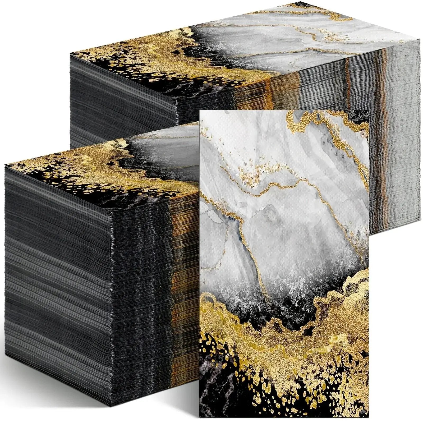 Disposable Towels - Marble Print White