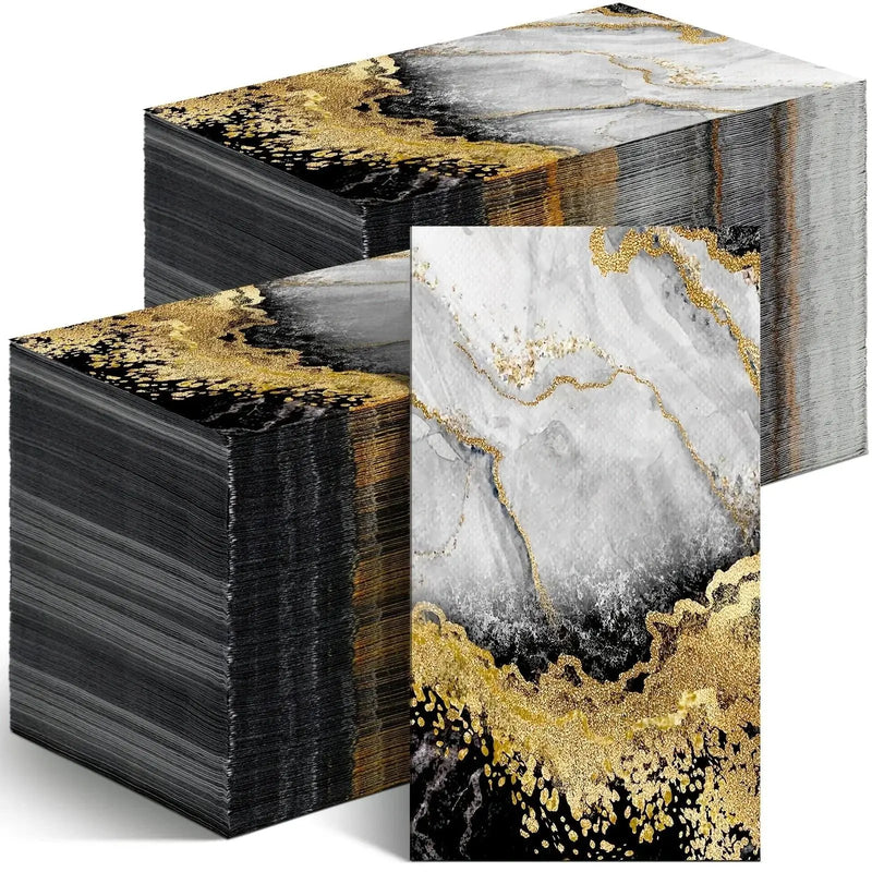 Disposable Towels - Marble Print White