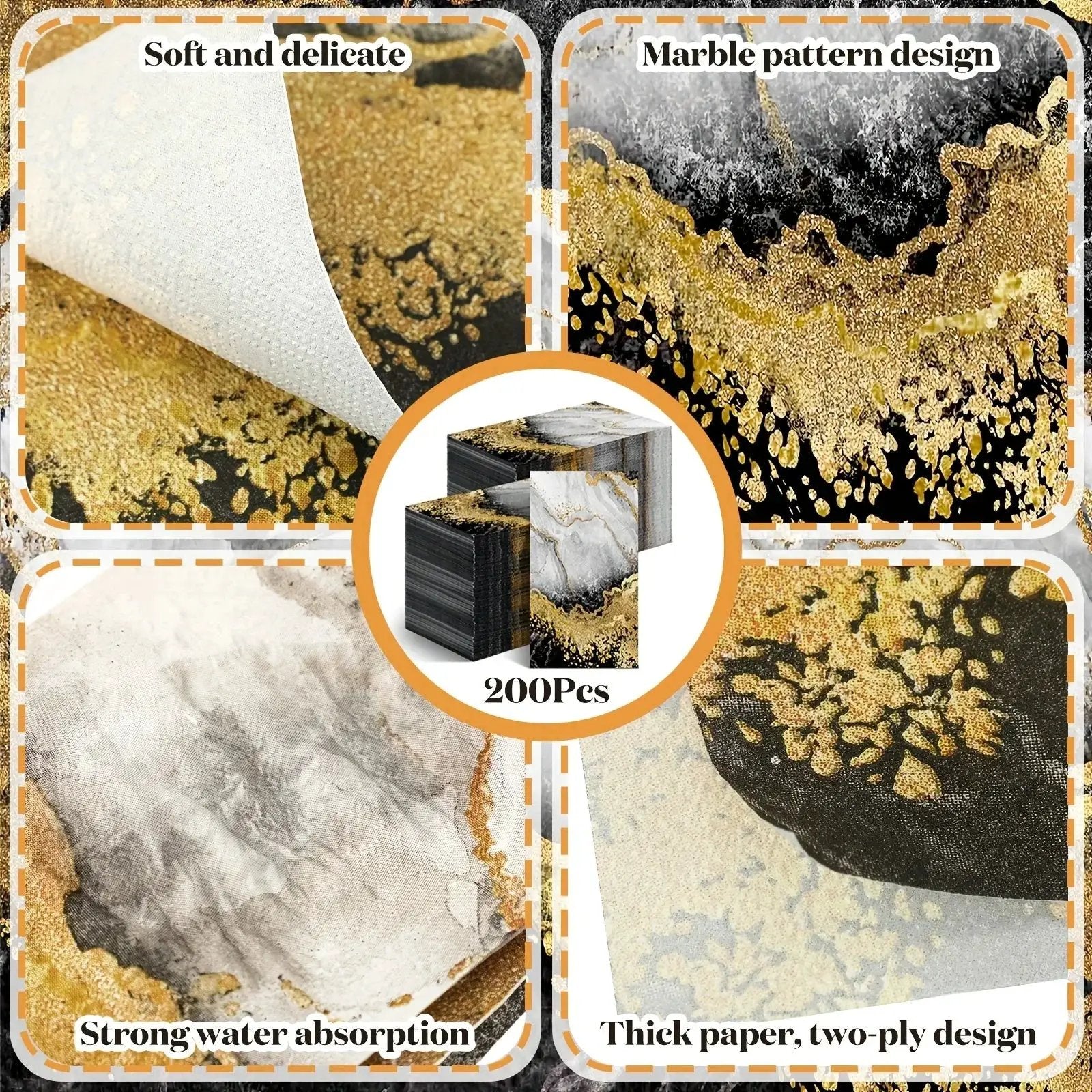 Disposable Towels - Marble Print White