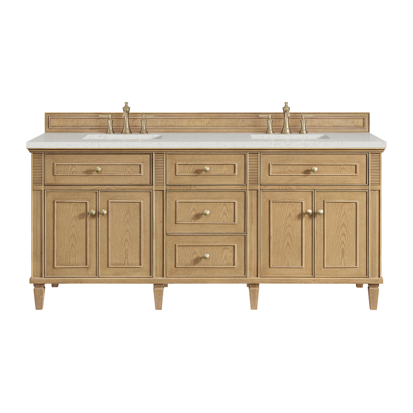 James Martin Lorelai 72" Double Bathroom Vanity, Light Natural Oak with Lime Delight countertop