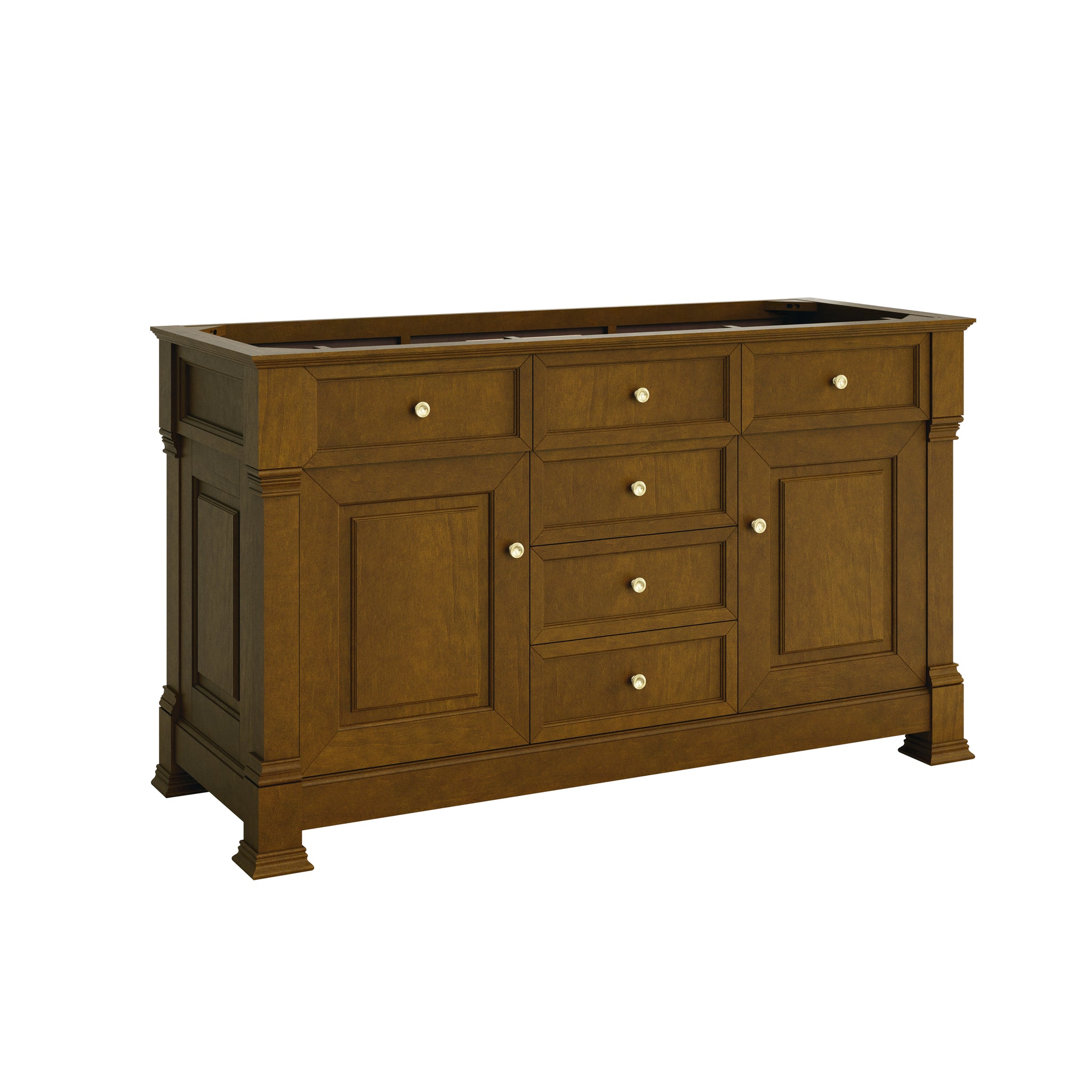 James Martin Brookfield 60" Double Bathroom Vanity, Honey Oak, cabinet without a countertop