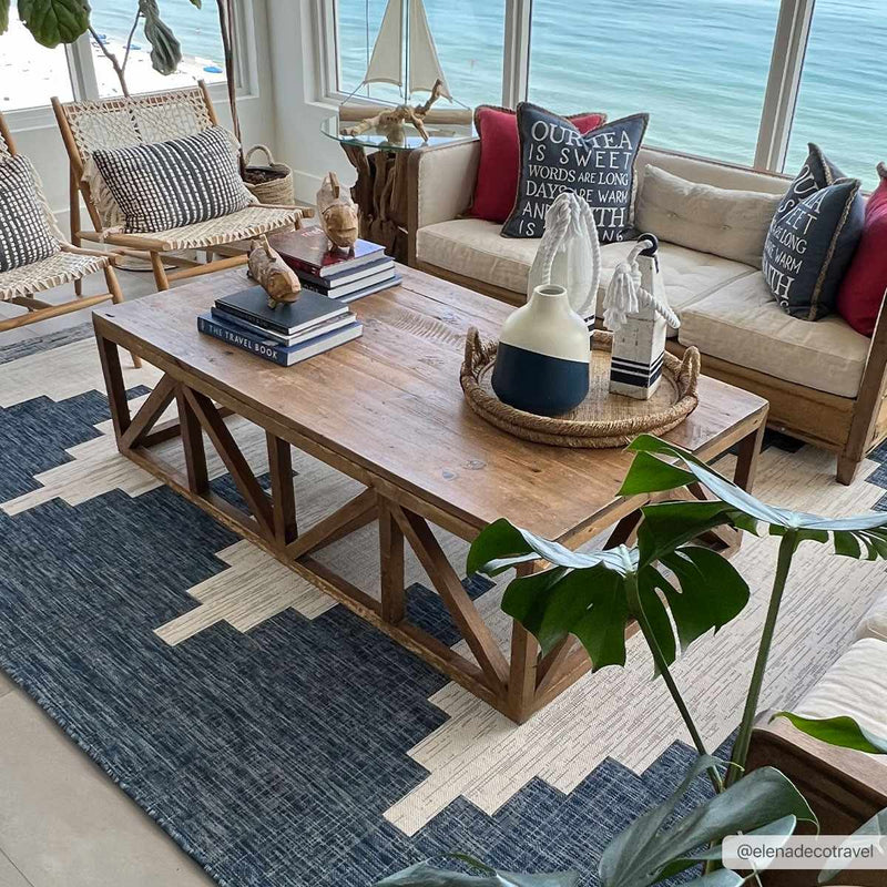 Djugun Navy Indoor & Outdoor Area Rug - Clearance by Boutique Rugs