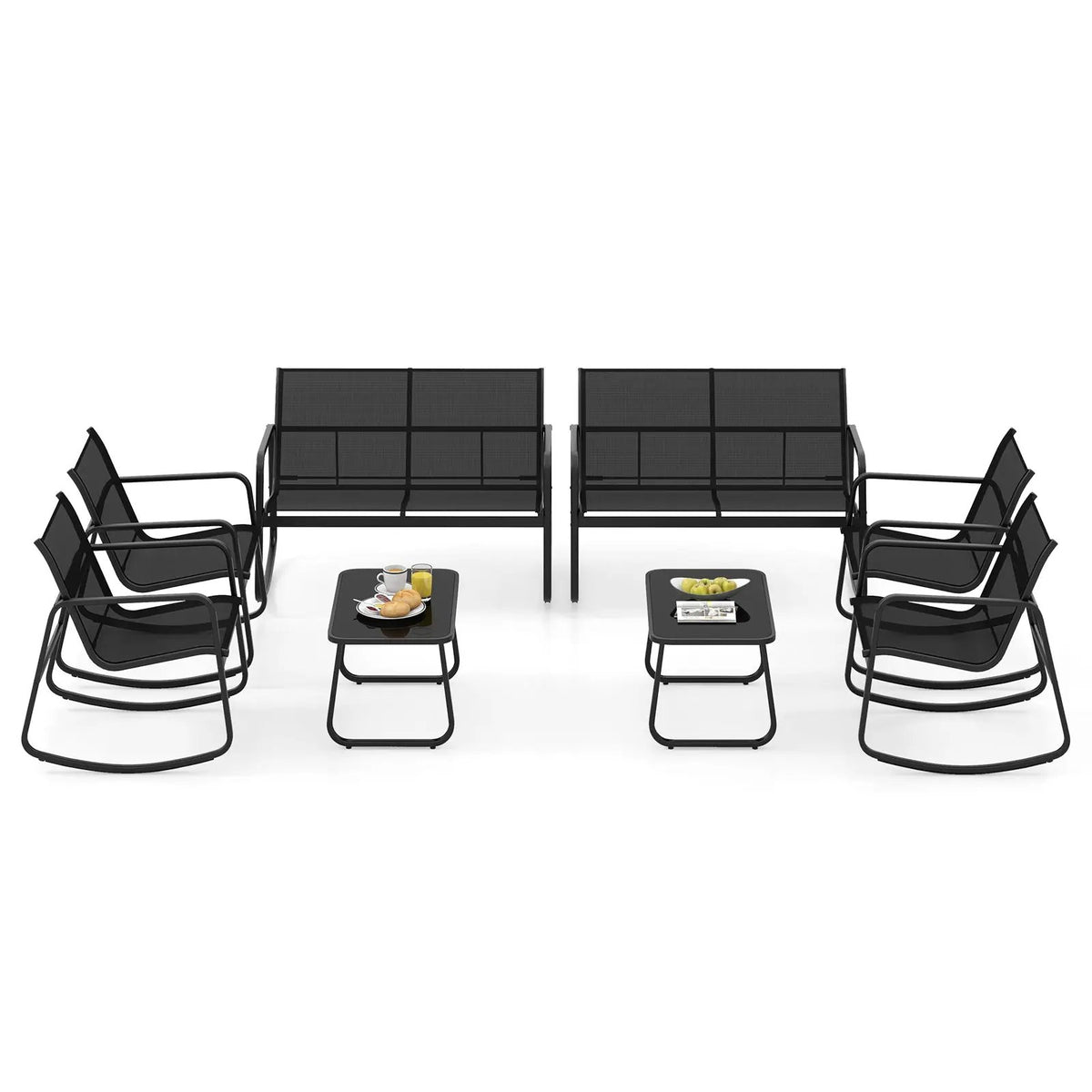 4 Piece Patio Rocking Set with Glass-Top Table, photo 4 of 9