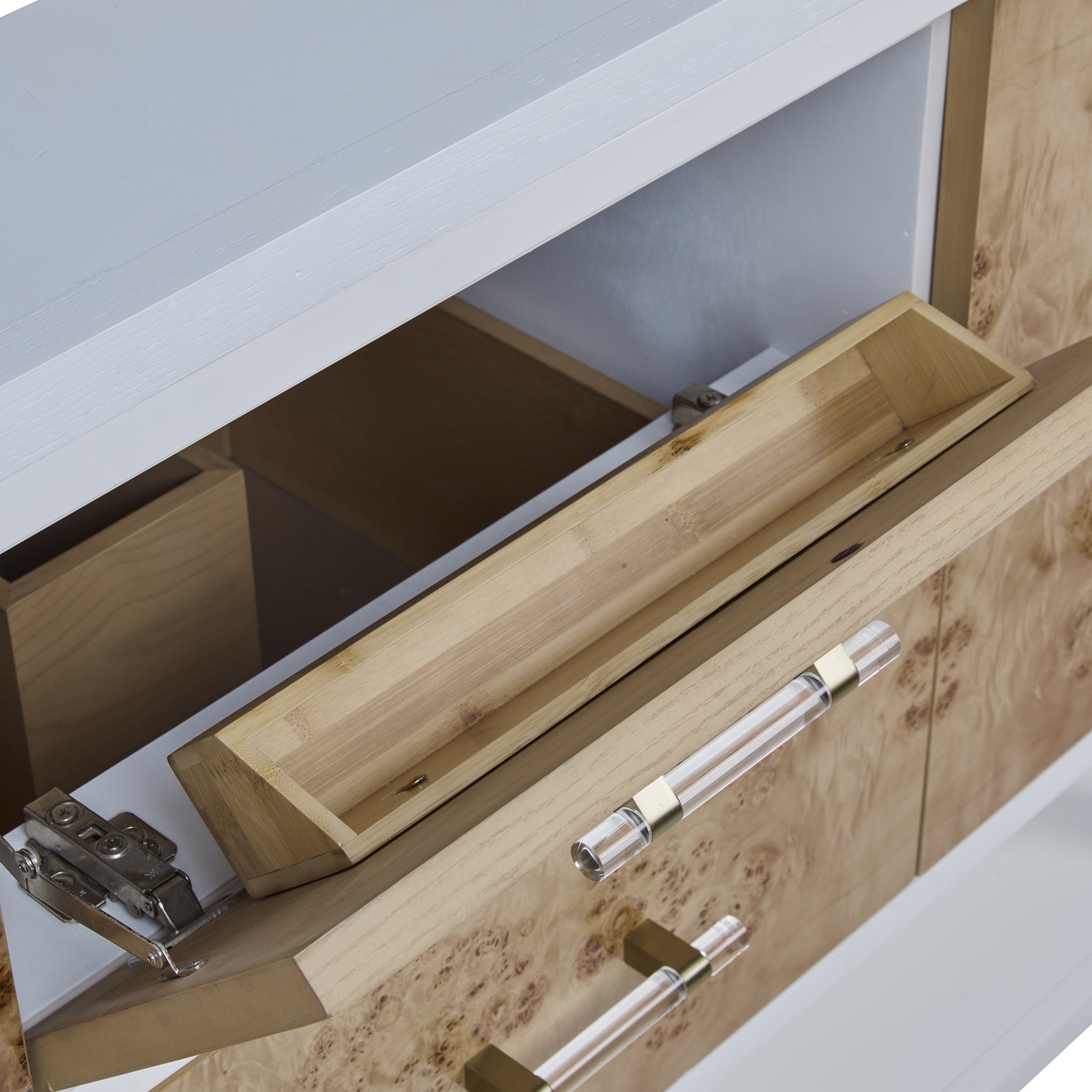 James Martin Olena 48" Single Bathroom Vanity, Polished White and Light Mappa Burl, view 15