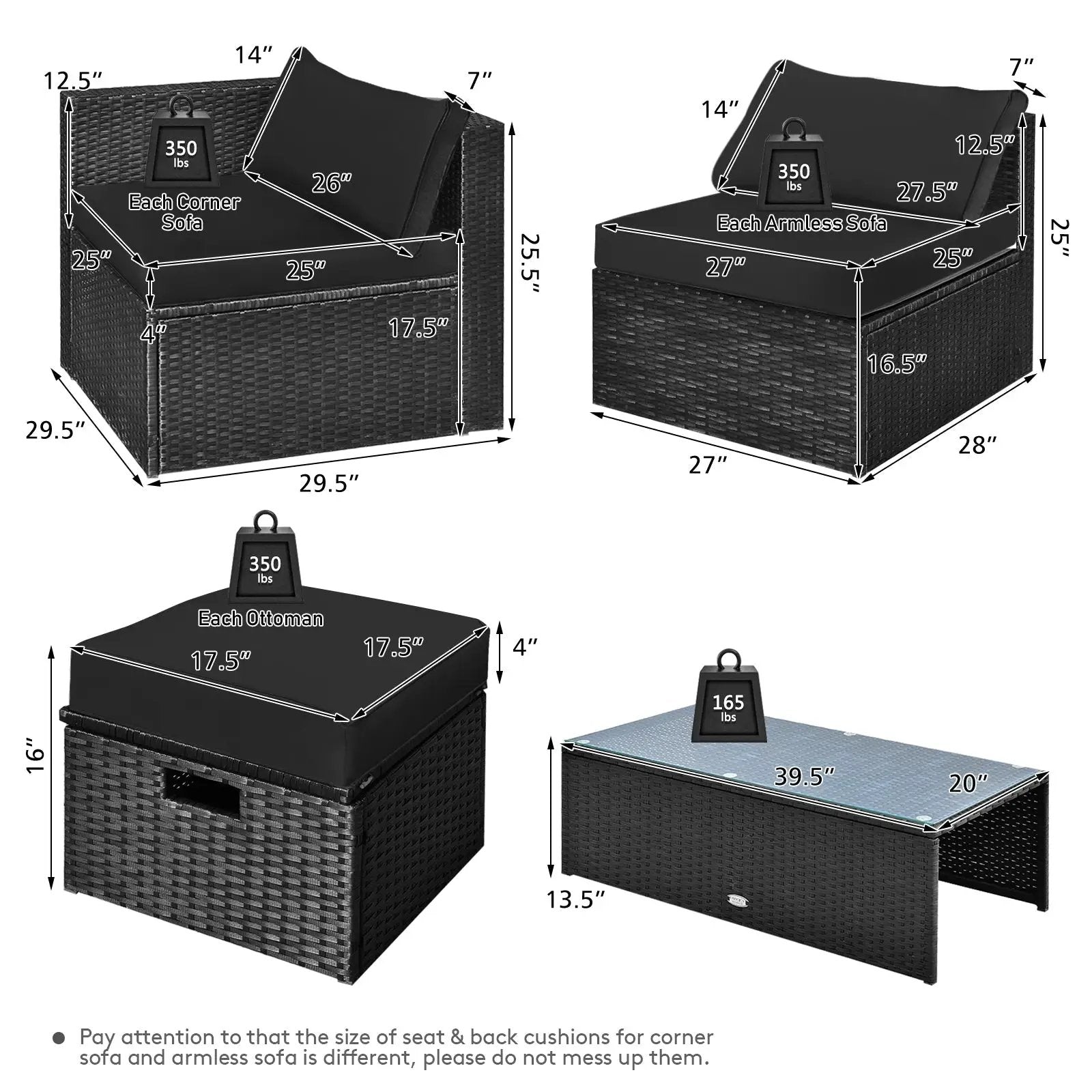 8 Pieces Patio Rattan Storage Table Furniture Set by DirectDeals