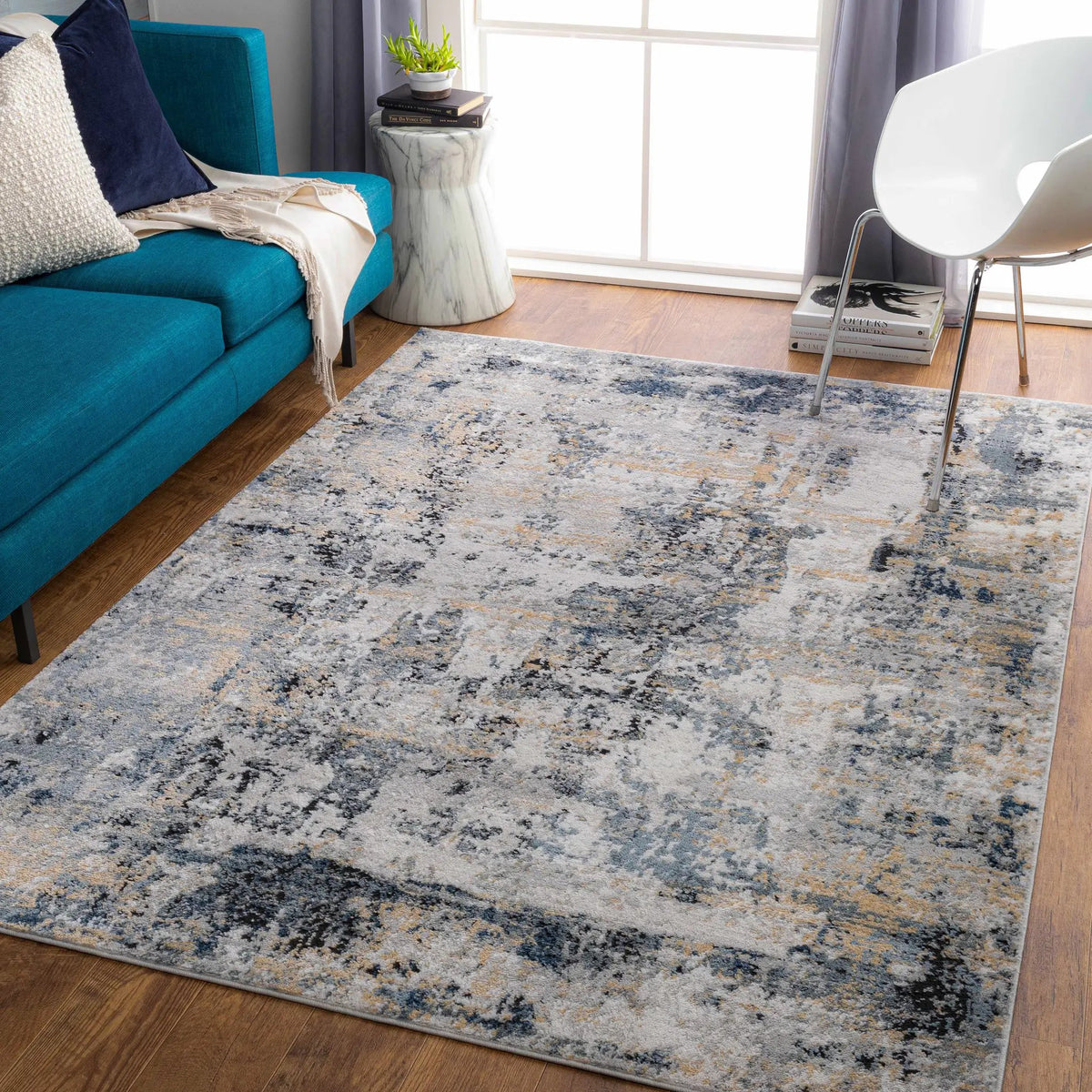 Delph Area Rug, installed in a room