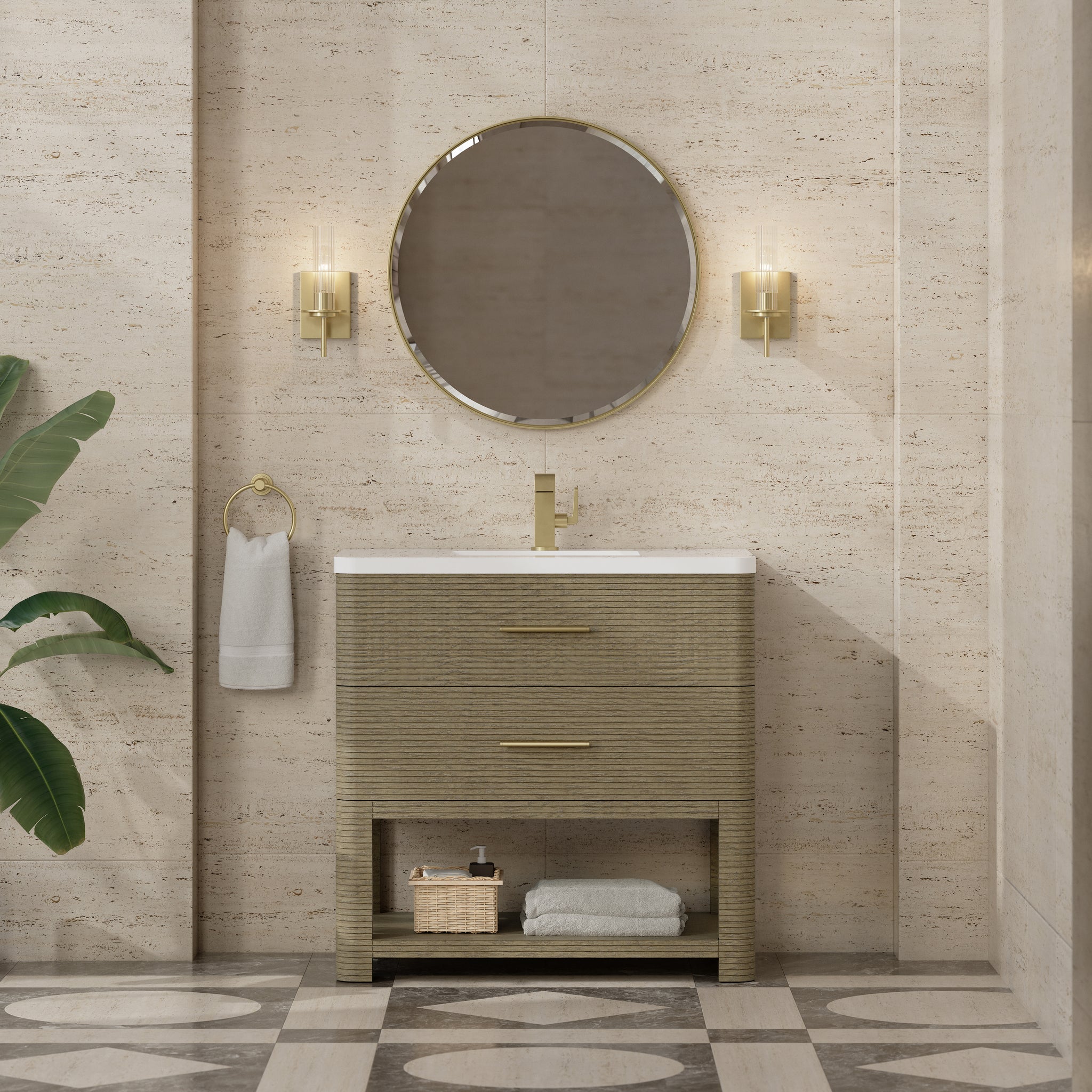 James Martin Lucian 36" Single Bathroom Vanity, Pebble Oak, view 18
