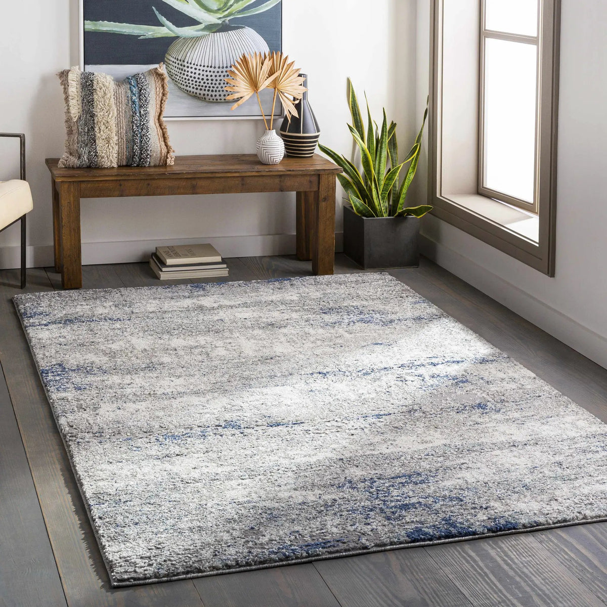Jeju Thick Abstract Area Rug, installed in a room