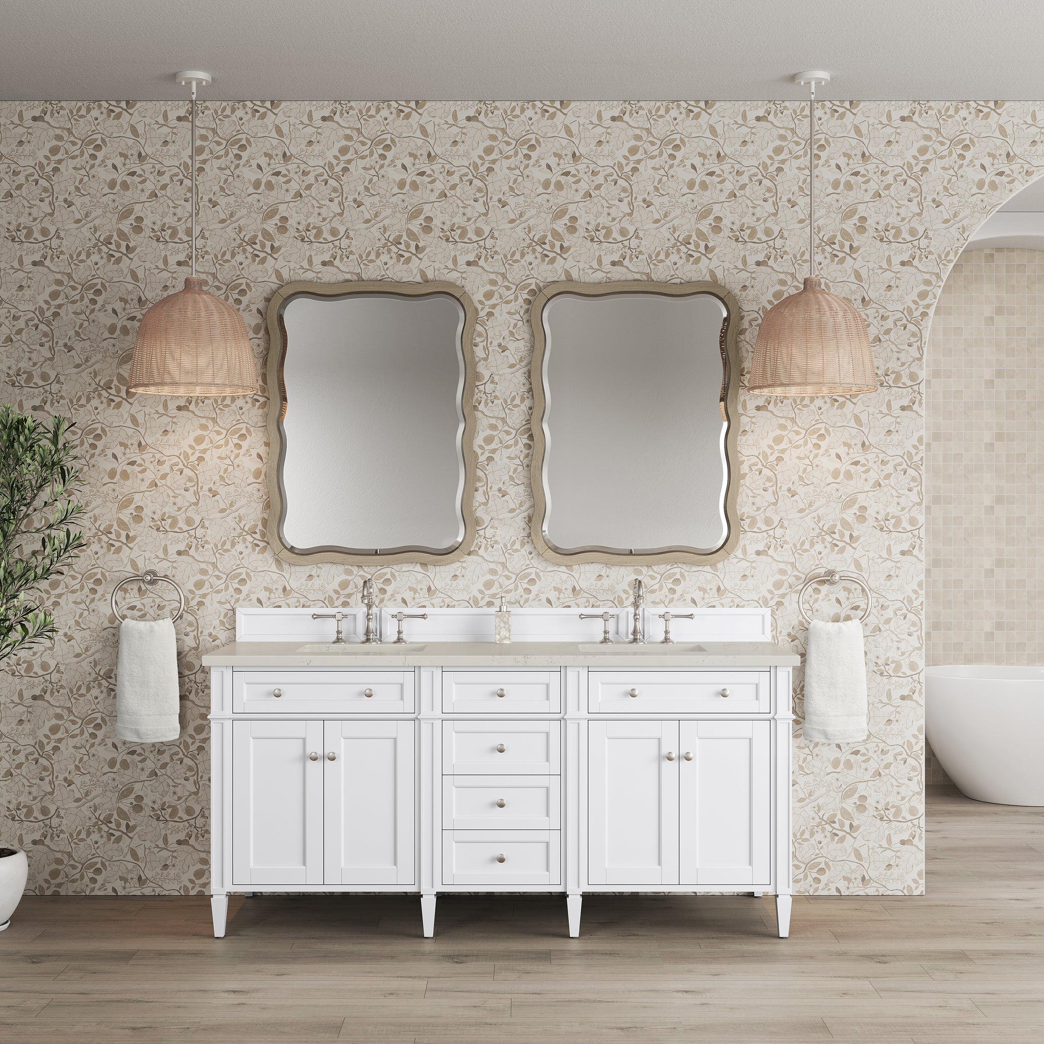 James Martin Brittany 72" Double Bathroom Vanity, Bright White, view 38
