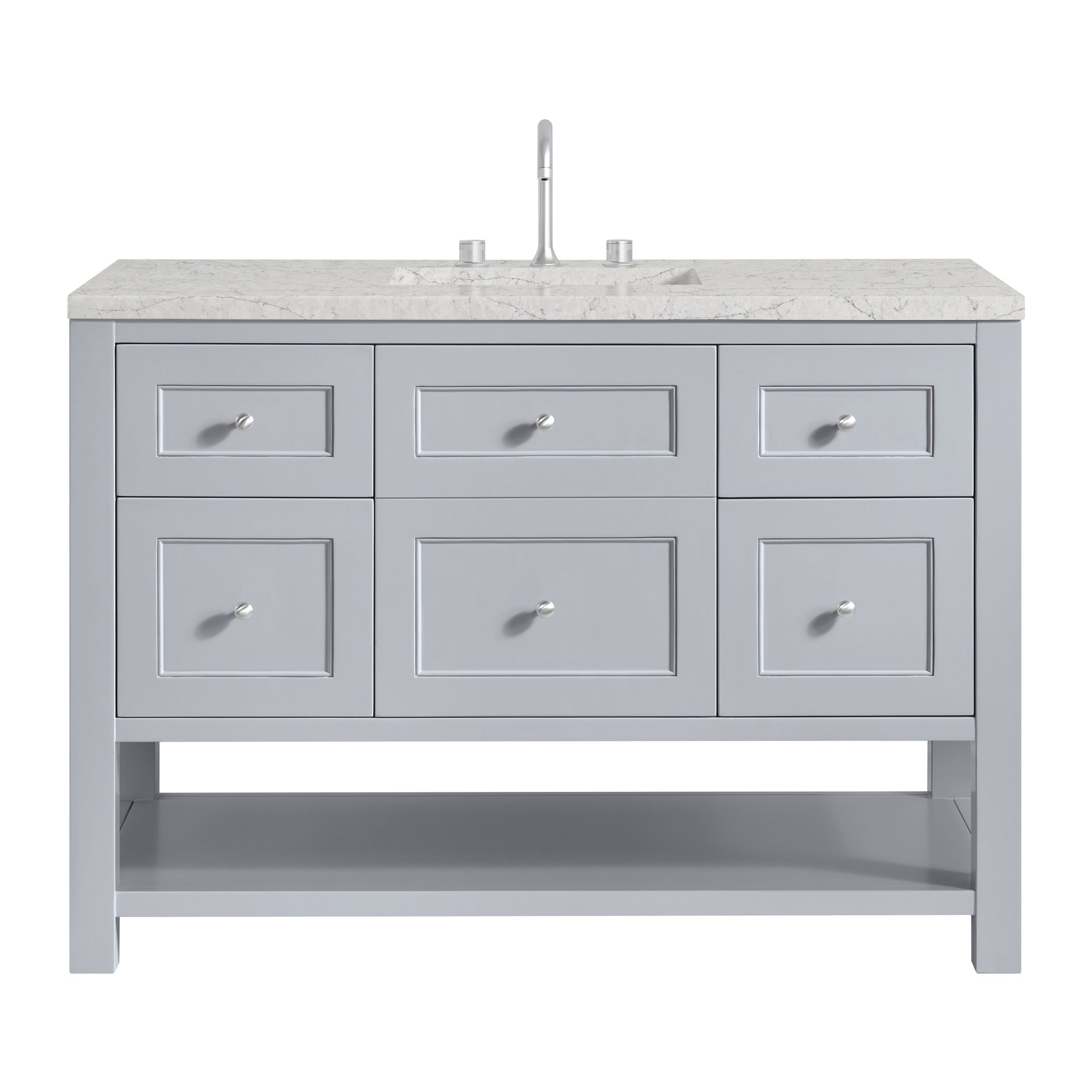 James Martin Breckenridge 48" Single Bathroom Vanity, Serenity Blue with Eternal Jasmine Pearl (FreePower) countertop