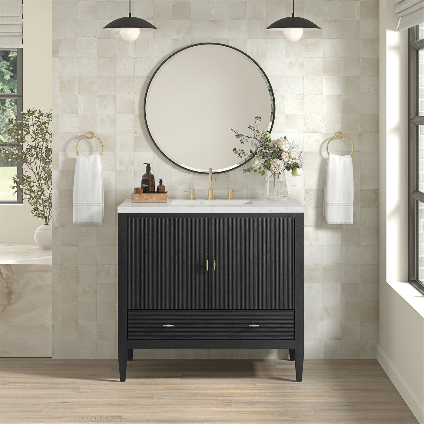 James Martin Myrrin 36" Single Bathroom Vanity, Carbon Oak, view 31