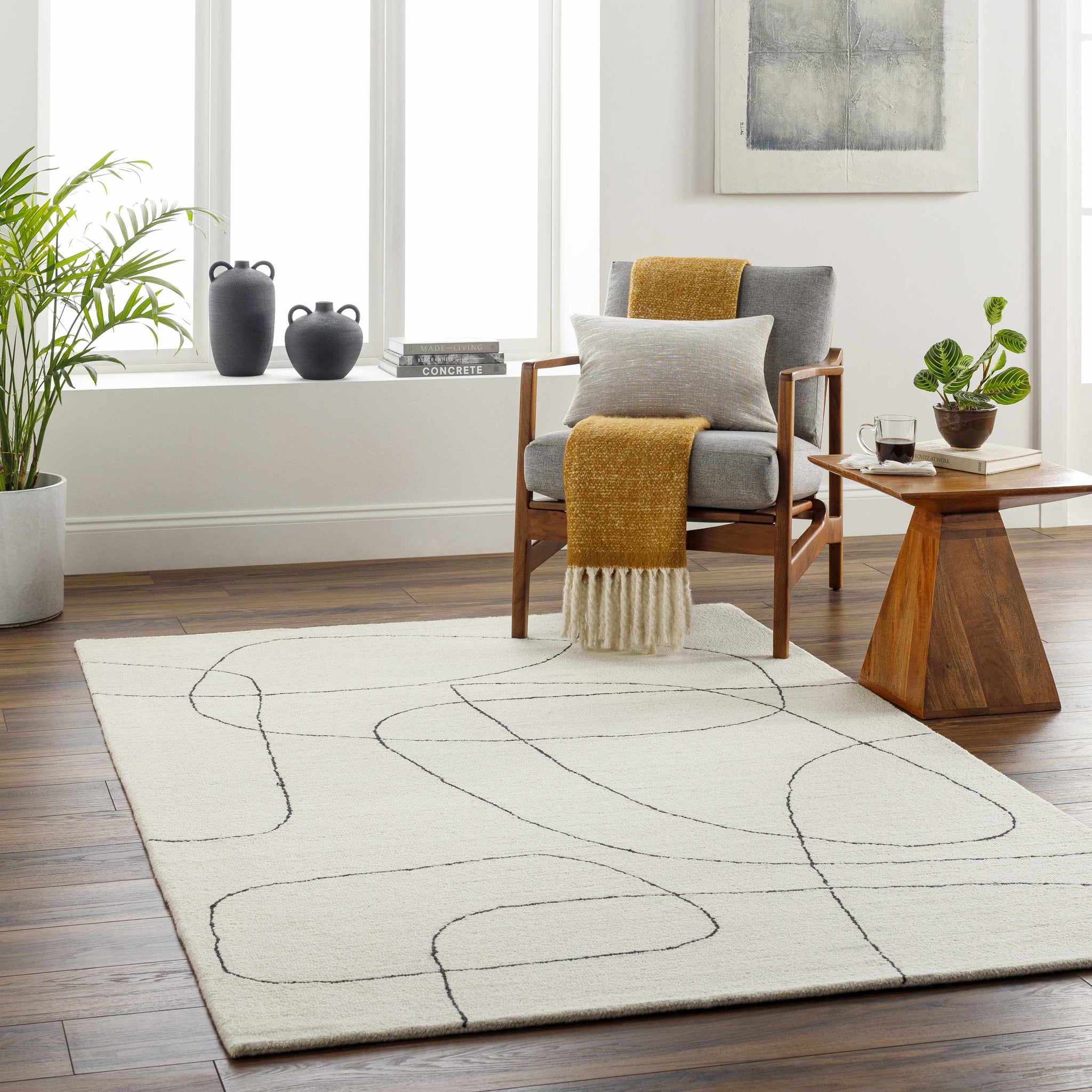 Deniz Modern Off-White Wool Rug by Boutique Rugs