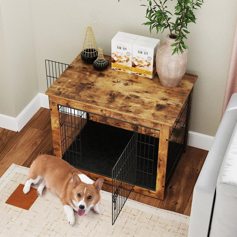 Dog Crate Furniture with Cushion and Double Doors for Small/Medium Dogs by DirectDeals