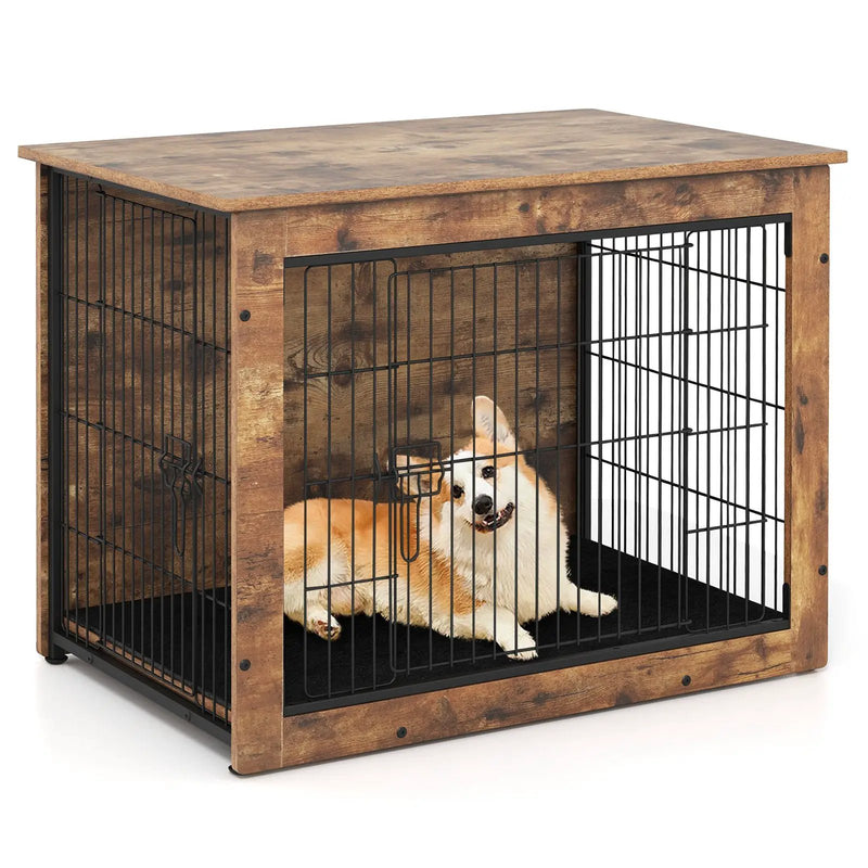 Dog Crate Furniture with Cushion and Double Doors for Small/Medium Dogs by DirectDeals