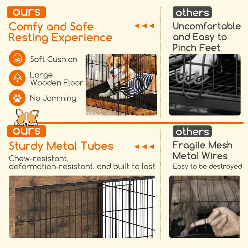 Dog Crate Furniture with Cushion and Double Doors for Small/Medium Dogs by DirectDeals