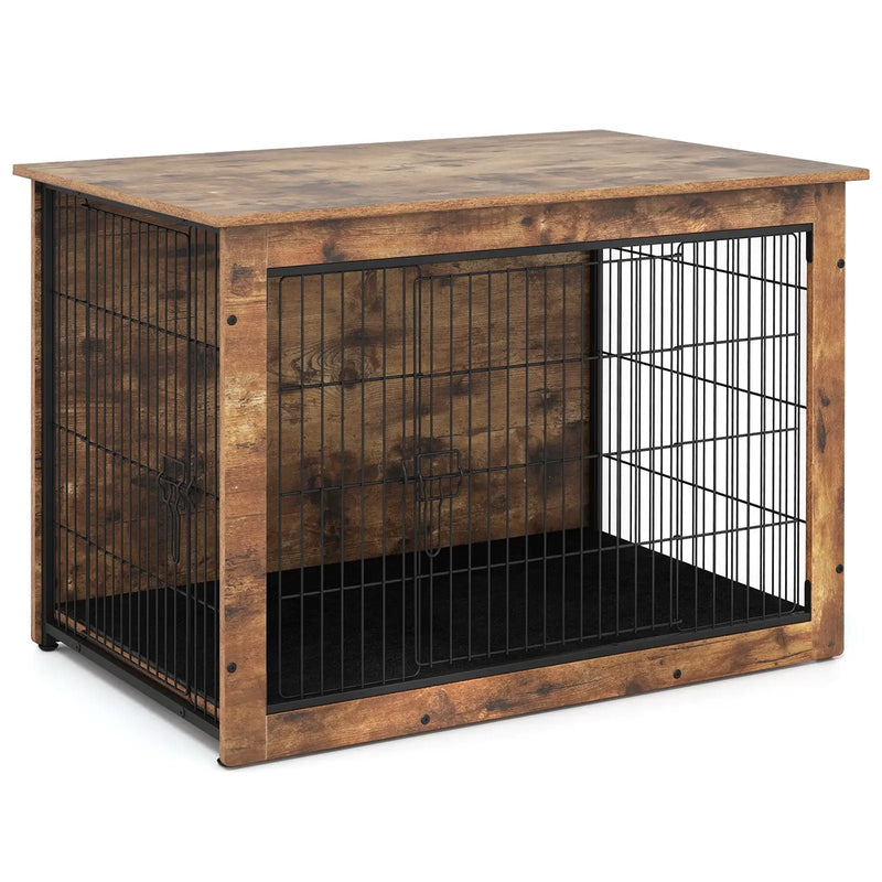 Dog Crate Furniture with Cushion and Double Doors for Small/Medium Dogs by DirectDeals
