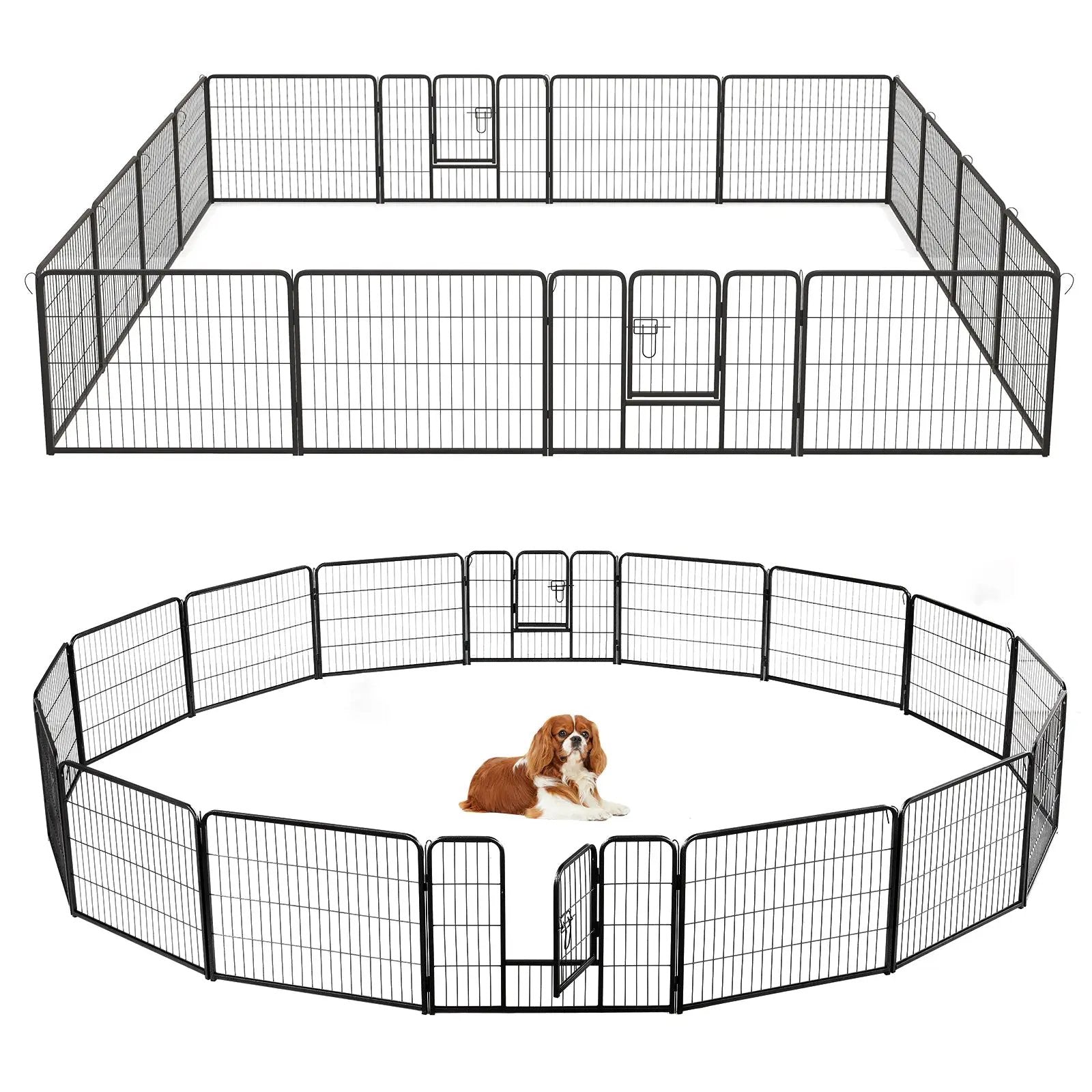 16 Panel 24/32/40 Inches Height Dog Playpen with Lock and Large Door by DirectDeals