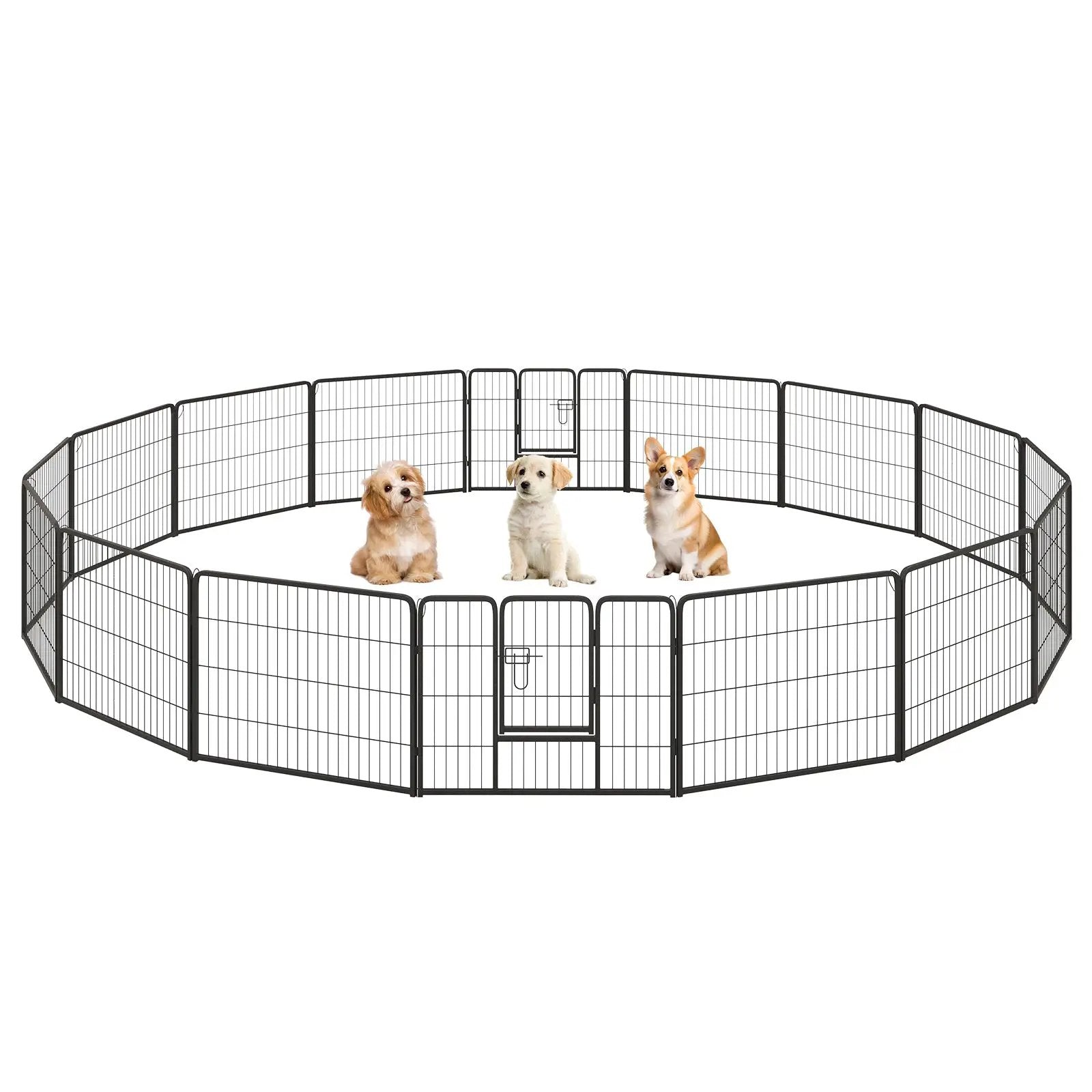 16 Panel 24/32/40 Inches Height Dog Playpen with Lock and Large Door by DirectDeals