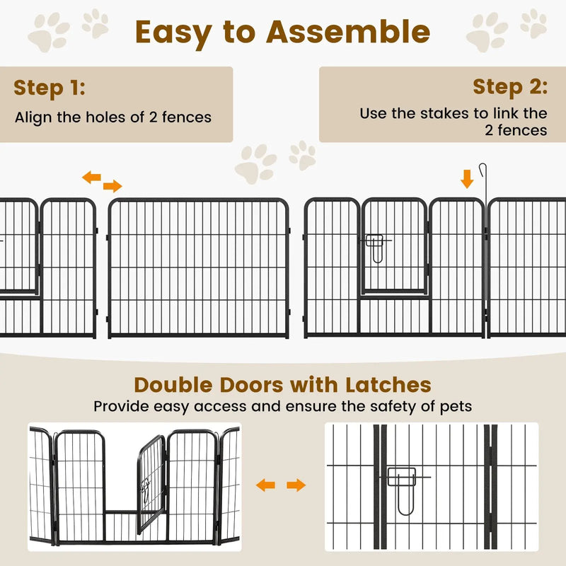 16 Panel 24/32/40 Inches Height Dog Playpen with Lock and Large Door by DirectDeals