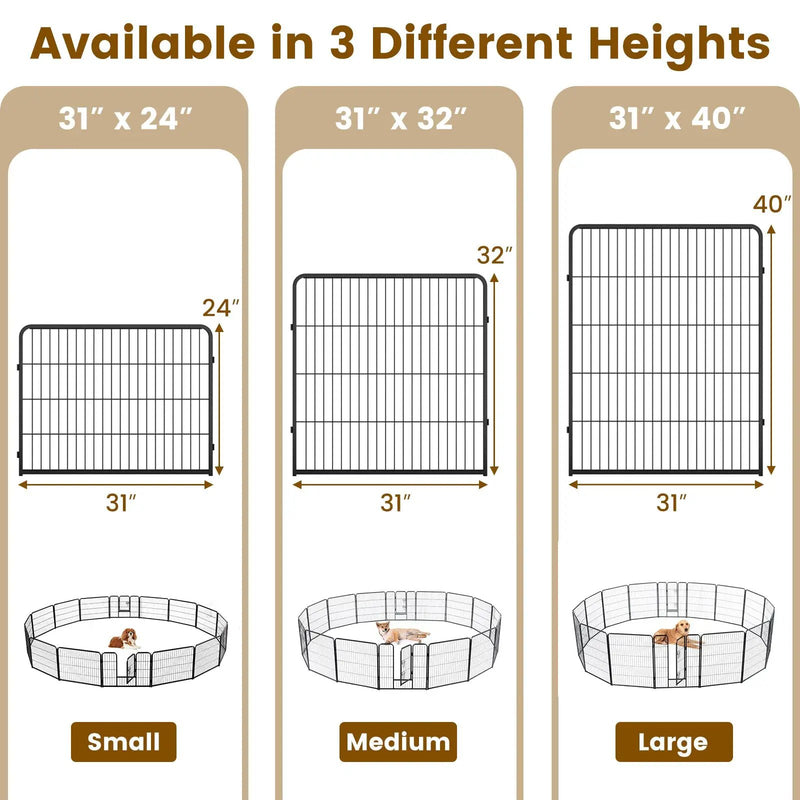 16 Panel 24/32/40 Inches Height Dog Playpen with Lock and Large Door by DirectDeals