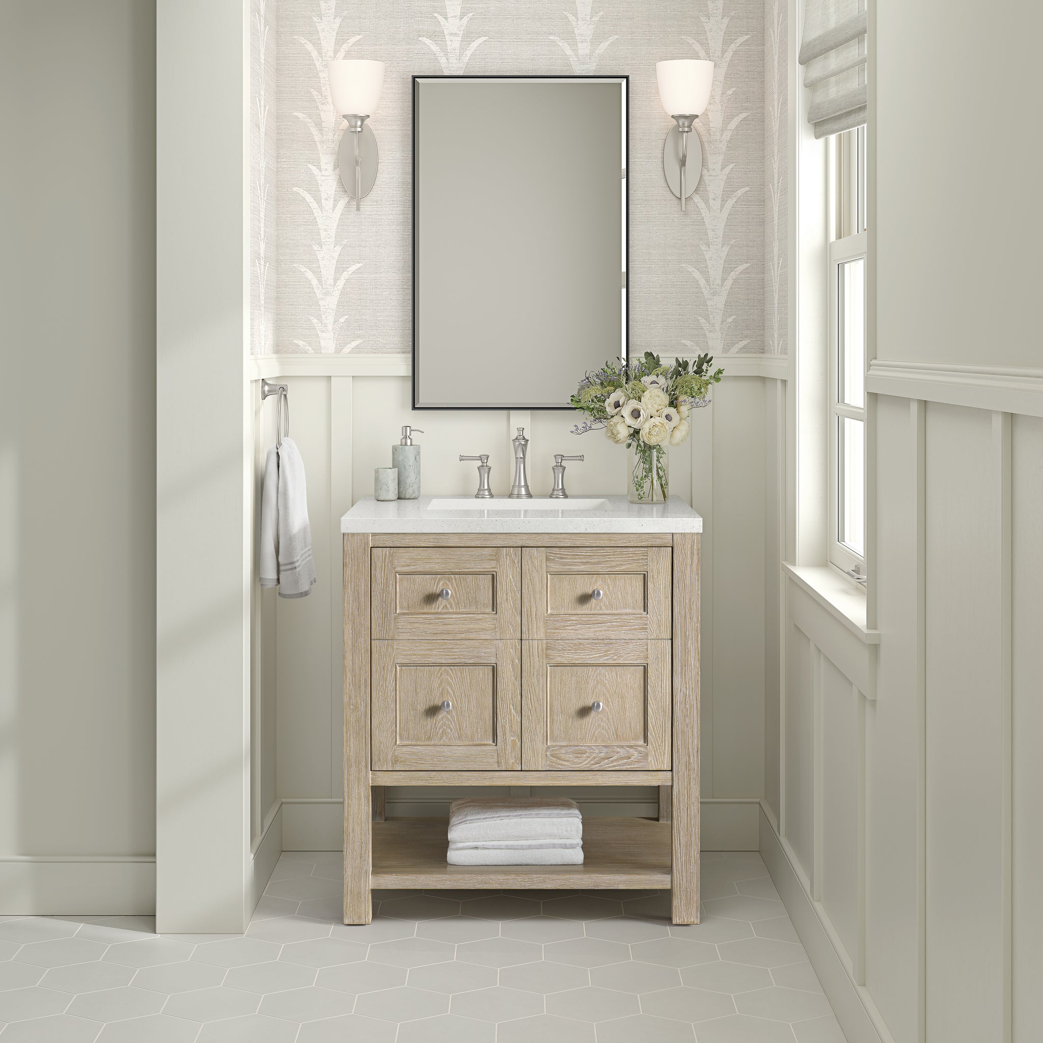 James Martin Breckenridge 30" Single Bathroom Vanity, Whitewashed Oak, view 26
