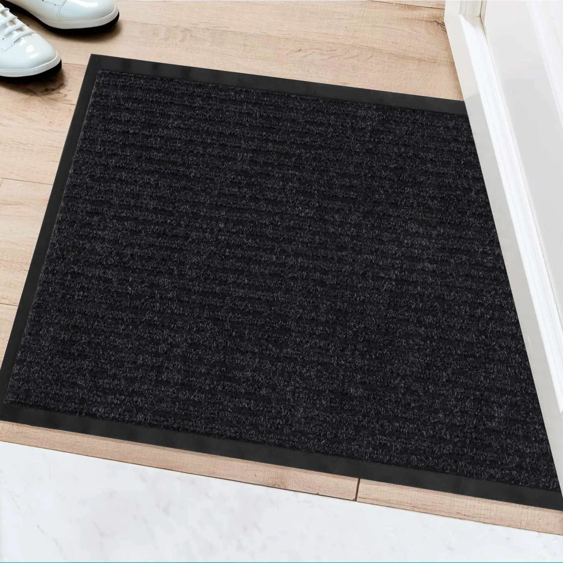 Basic Outdoor Mat, Black by Boutique Rugs