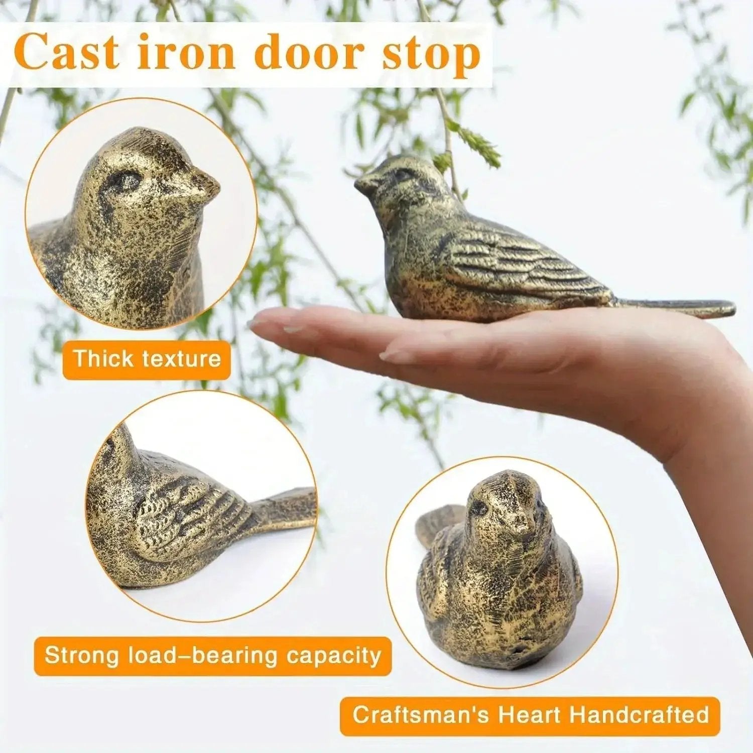 Cast Iron Bird Door Stopper Decorative Floor Wedge by House Of Avana
