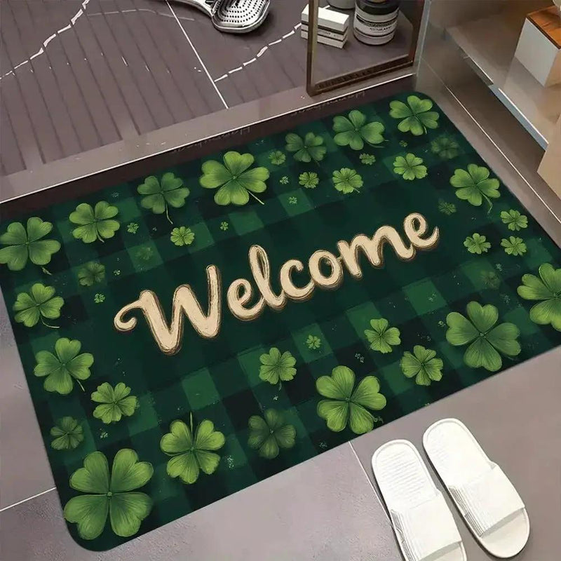 Doormat - Soft Flannel Green Rectangular by House Of Avana