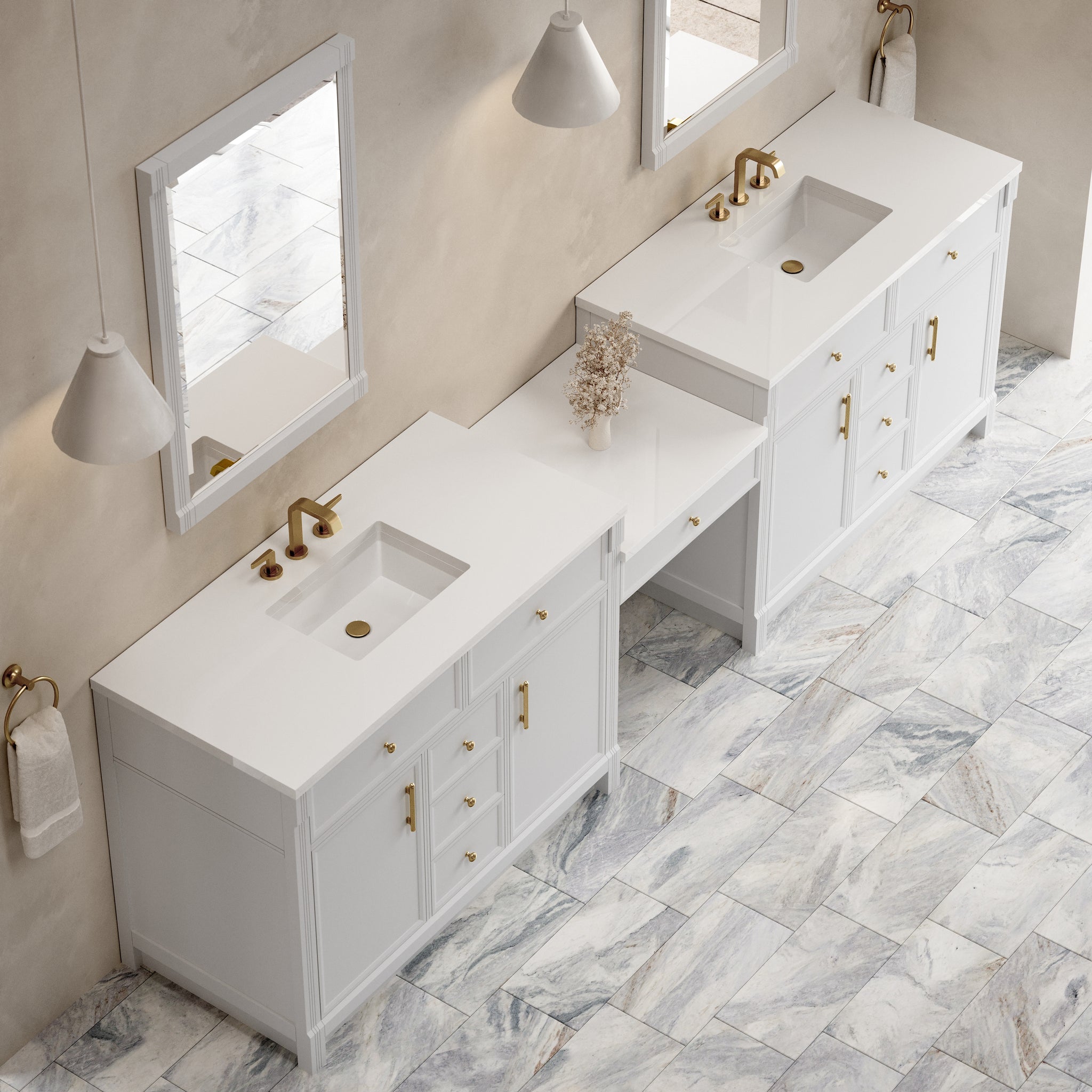 James Martin Bellshire 120" Double Bathroom Vanity, Bright White, view 18