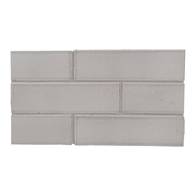 Doric Gray Glossy Glazed Terracotta Tiles 2 1/8x7 1/2 Thin Brick Glossy 4x8 Tiles