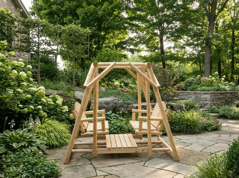 Double Benches Swing for Patio by Cedar Creek Rustic Furniture