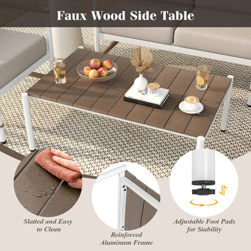 Patio Loveseat Sofa with Coffee Table Set with Thick Cushions by DirectDeals