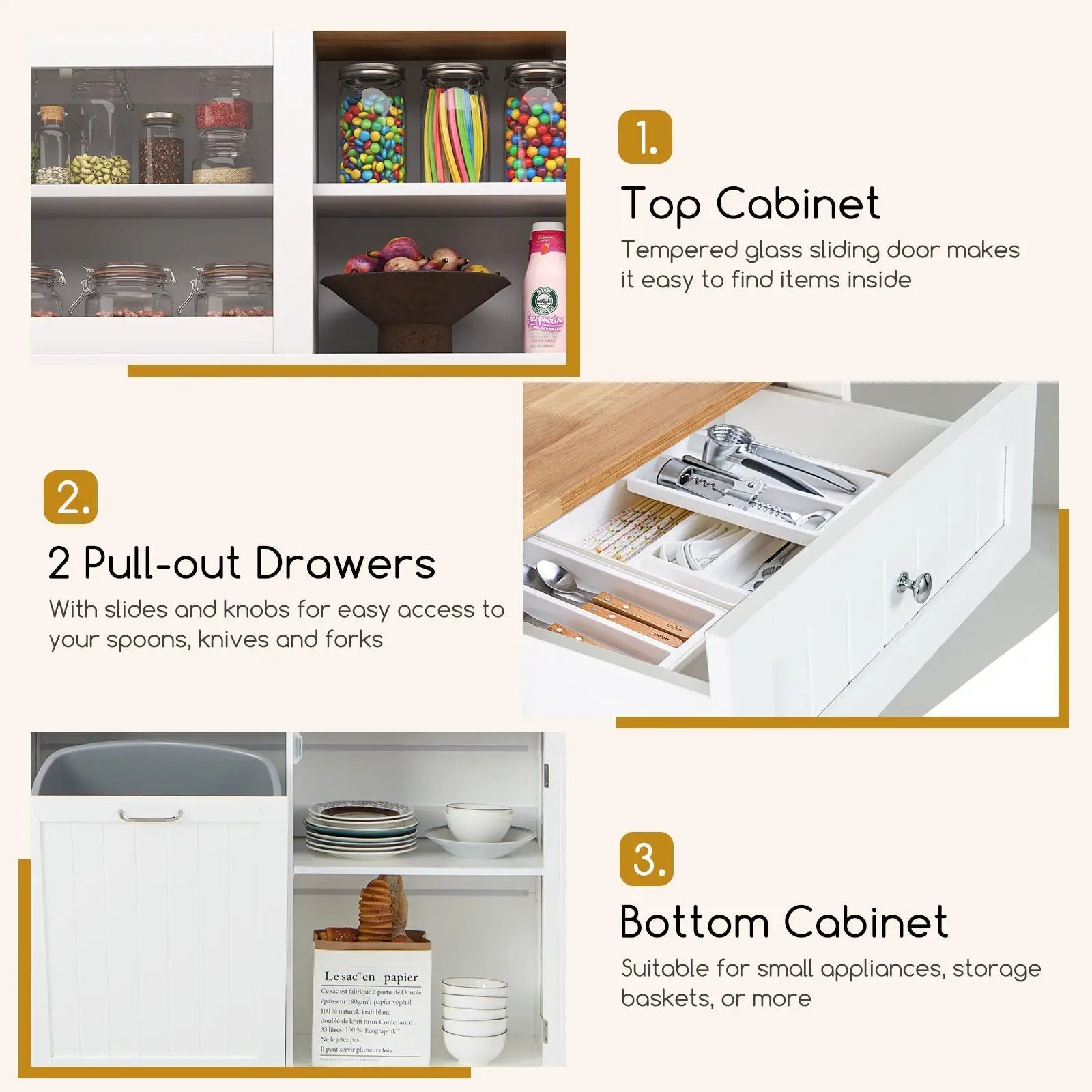 Double Tilt Out Trash Cabinet with Hutch and Rubber Wood Countertop by DirectDeals