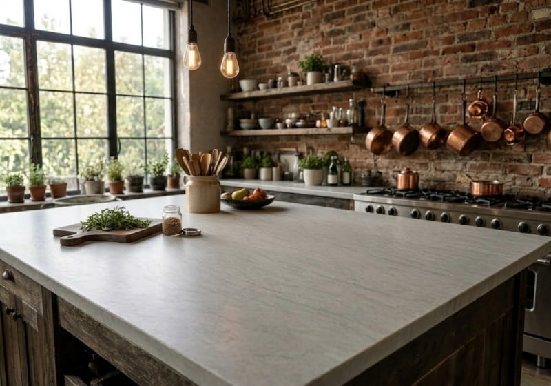 Dove Gray Honed Limestone Slab Random room scene